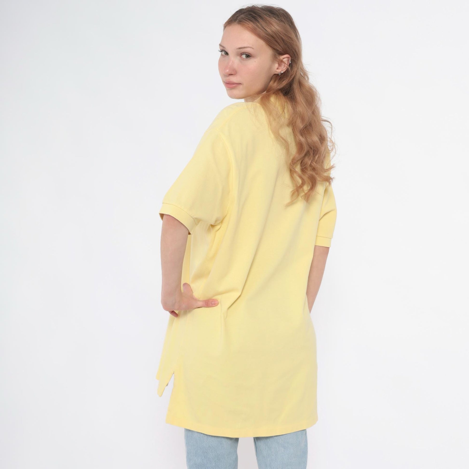 90s Polo by Ralph Lauren Yellow Cotton Polo Shirt Tunic Large L