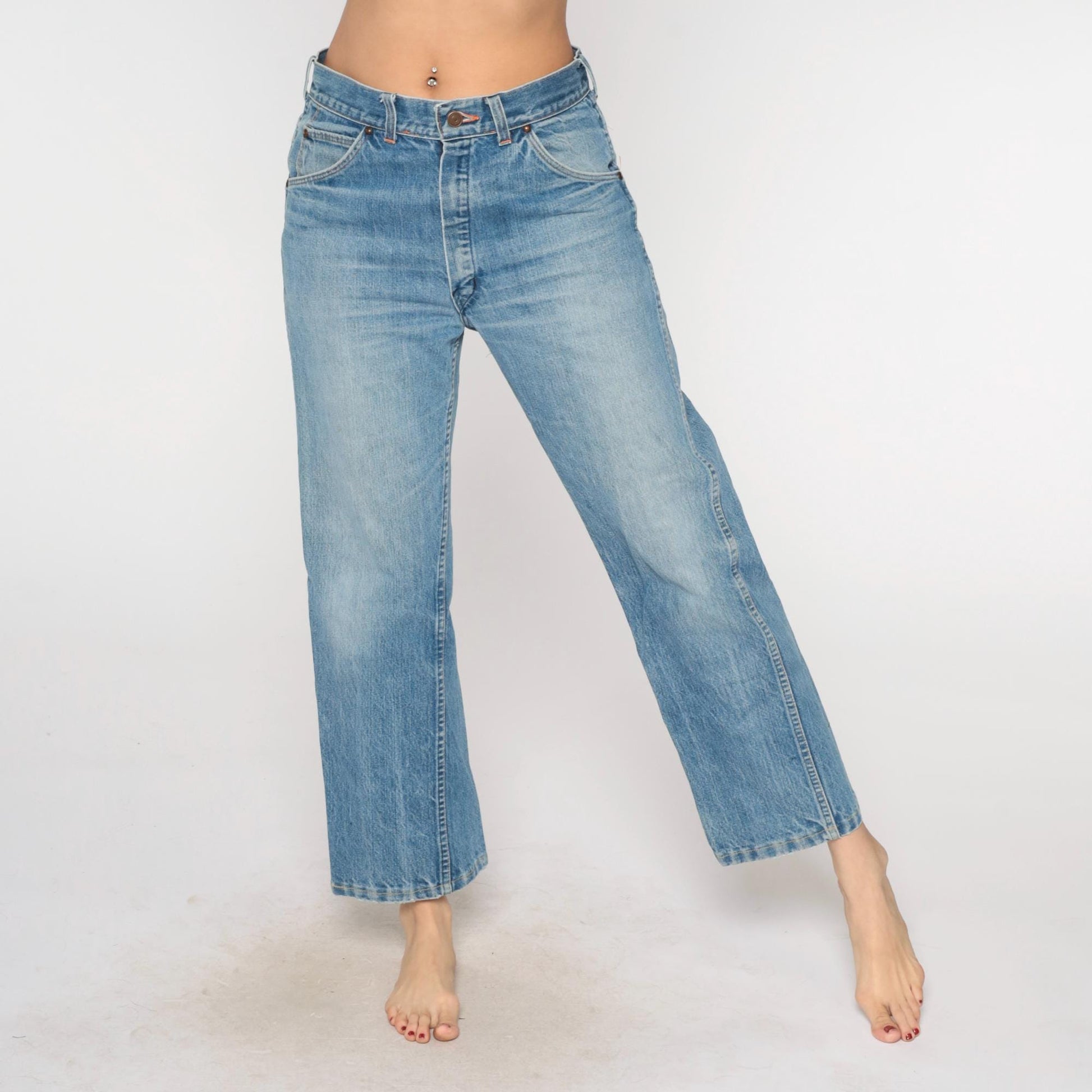 80s Gauchos Light Wash Wide Leg Jeans High Rise Cropped Denim Medium