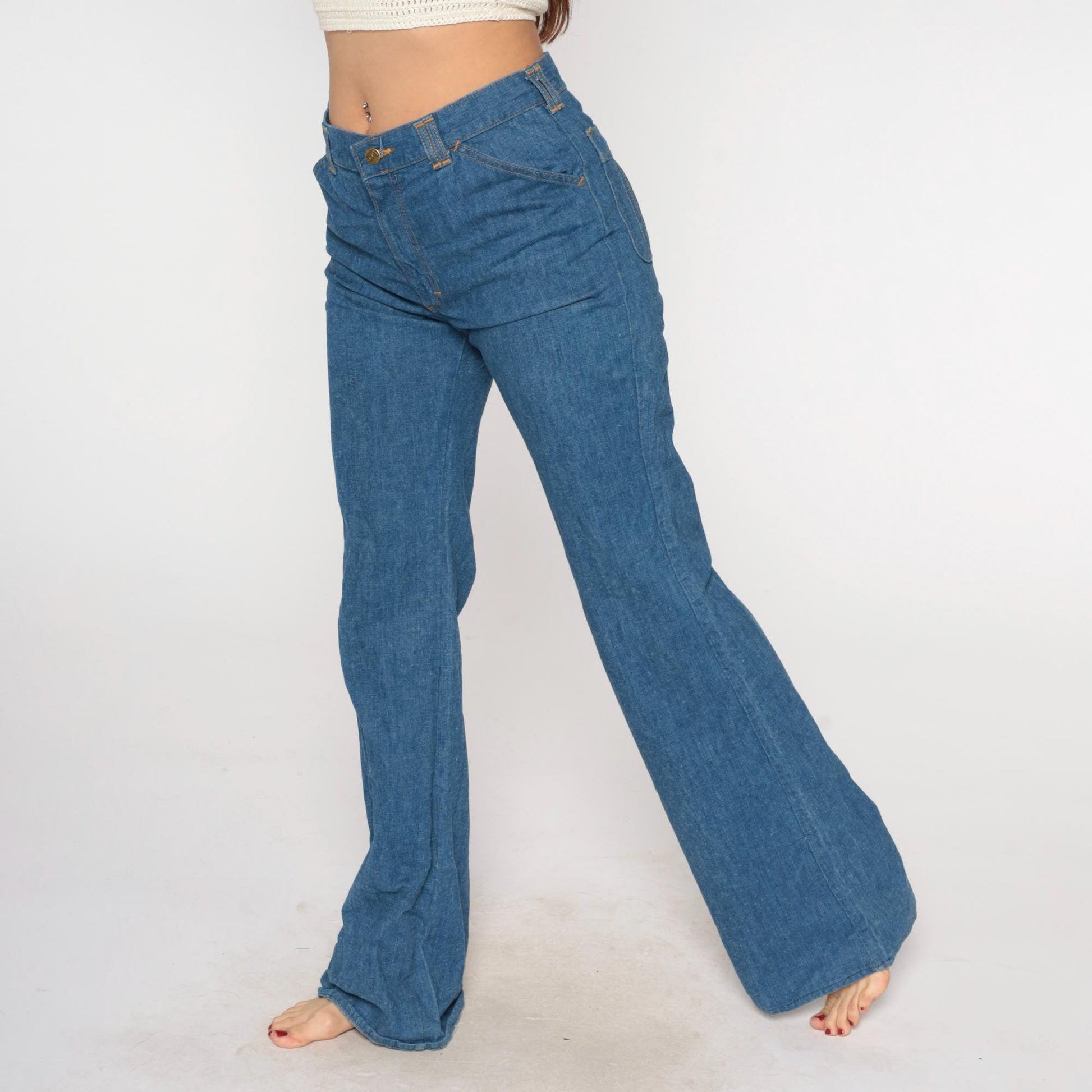80s Lee Set High Rise Straight Leg Jeans Medium Wash Denim Medium