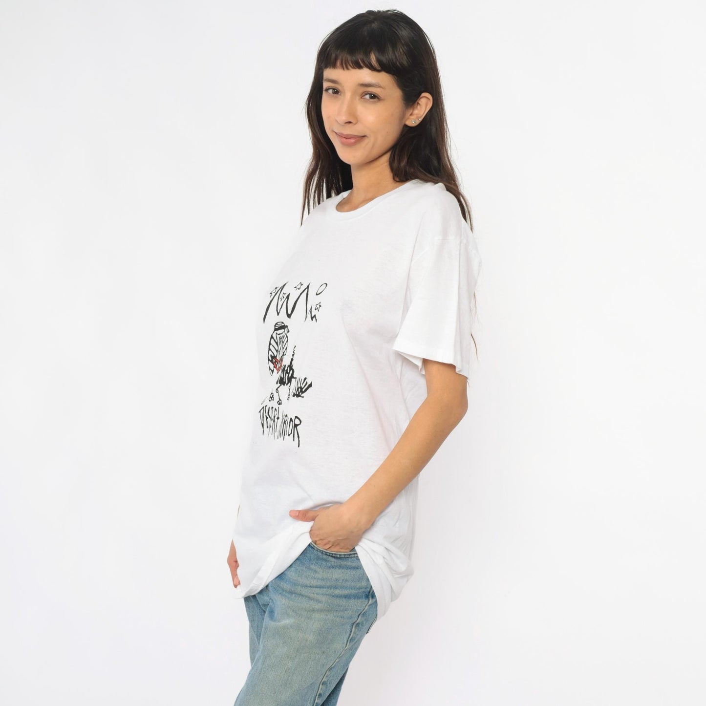 80s Desert Warrior Graphic Tee White Cotton Screen Print Hanes Extra Large XL