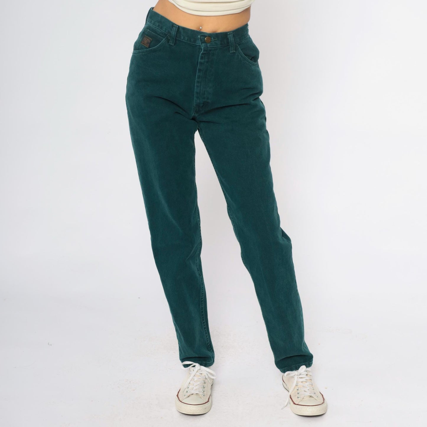 Y2K Wrangler High-Waist Straight Leg Jeans Forest Green Cotton Small