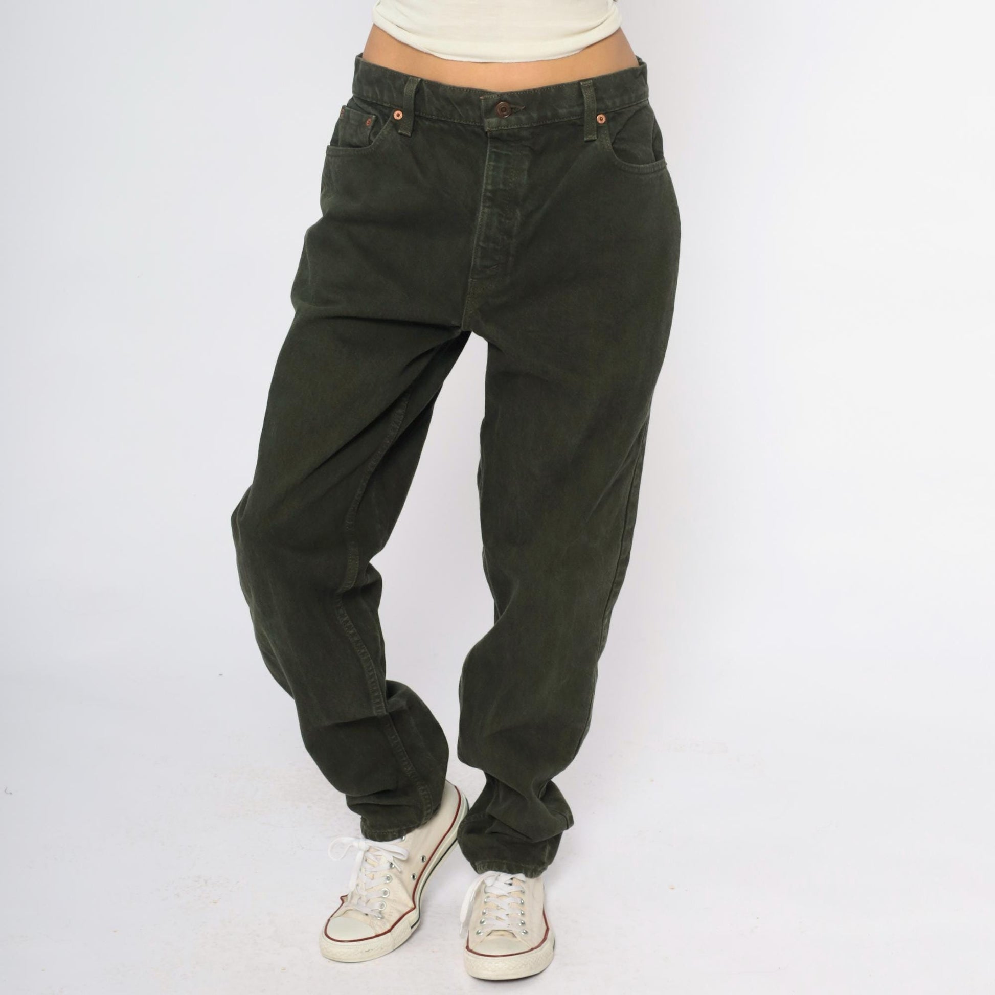 90s Levi's 551 Olive Green High Waist Straight Leg Jeans Large L
