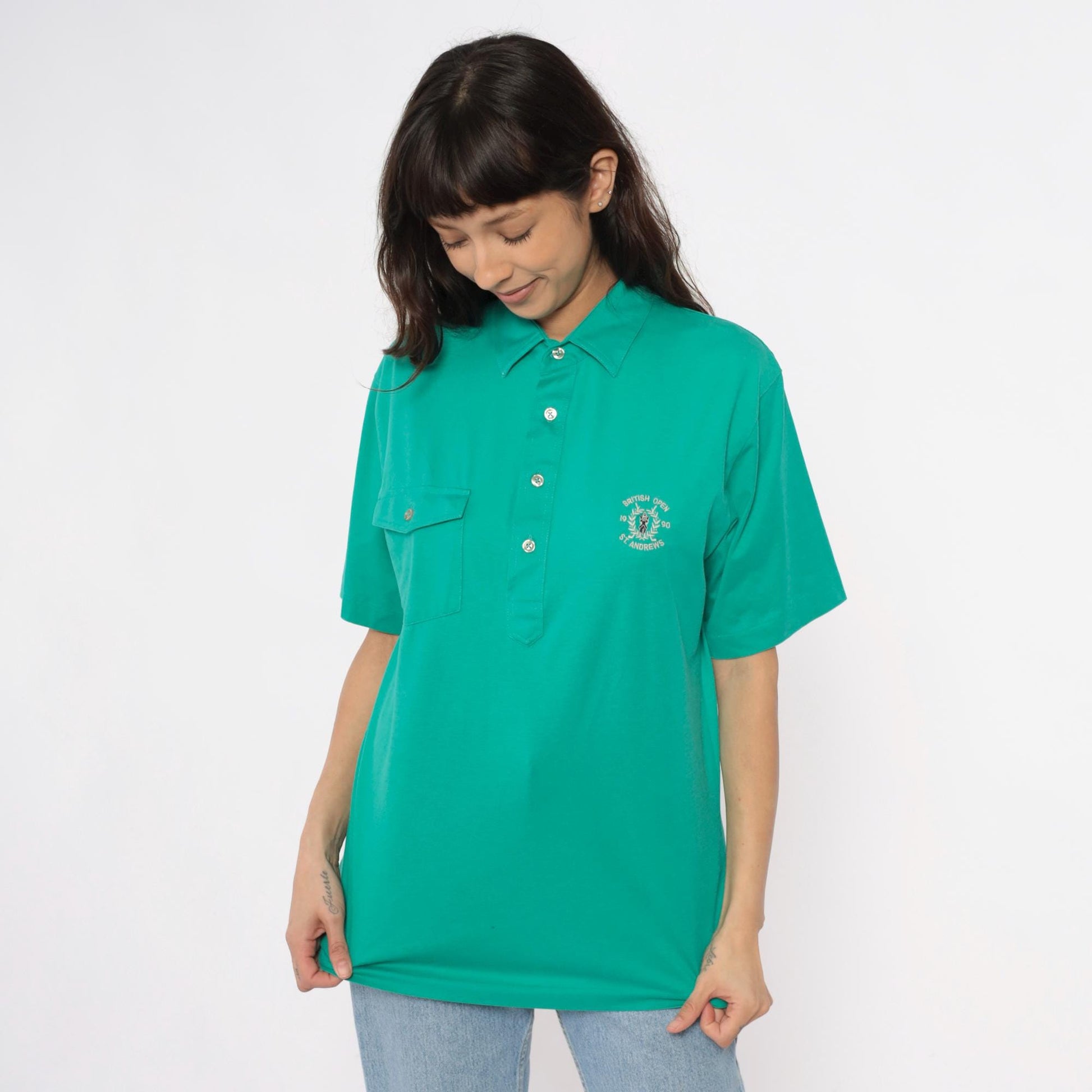 90s Sporting Choice British Open St. Andrews Golf Polo Teal Medium M