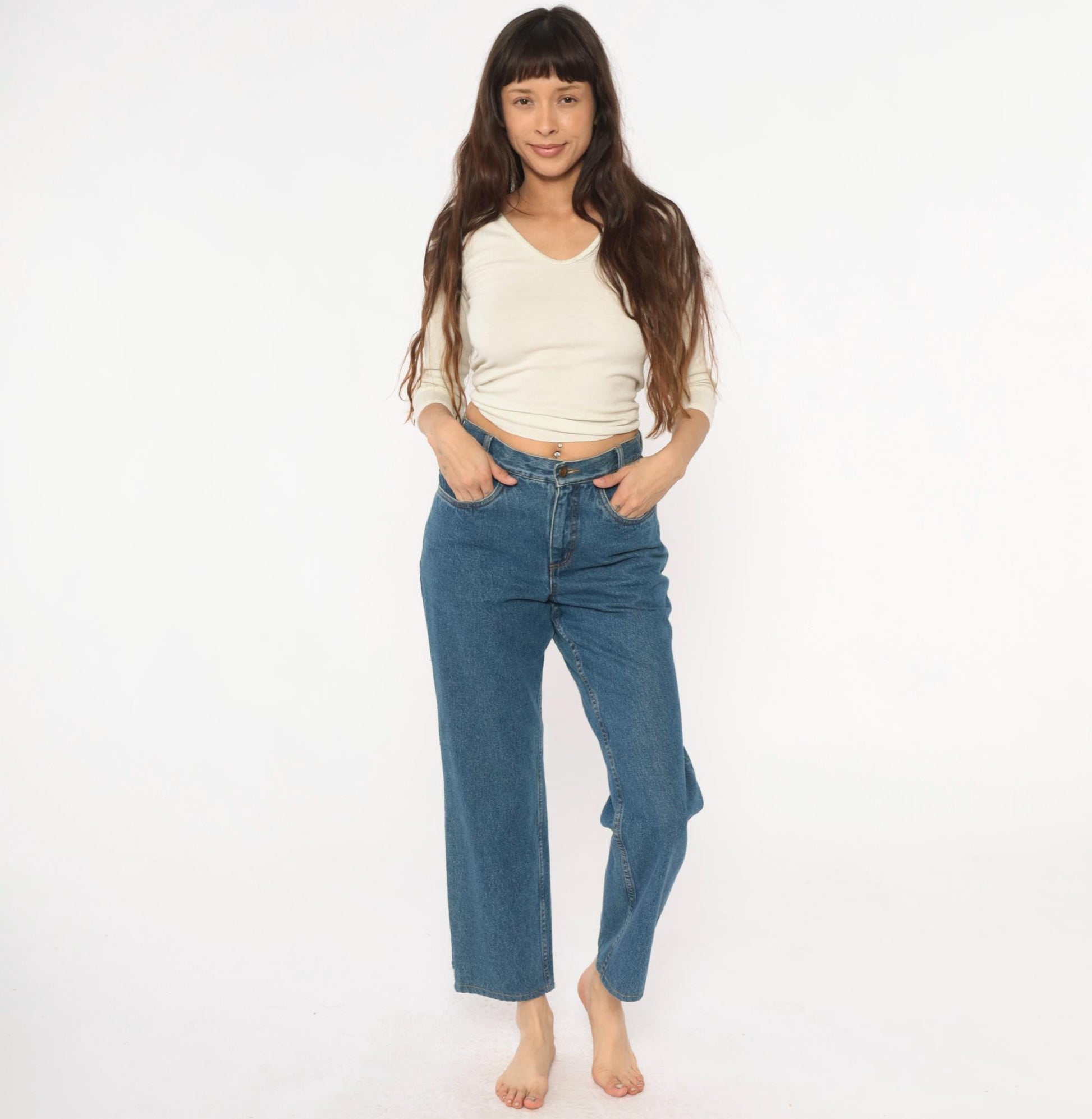 Y2K Pendleton Wide Leg Cropped Jeans High Waist Medium Blue Denim Small