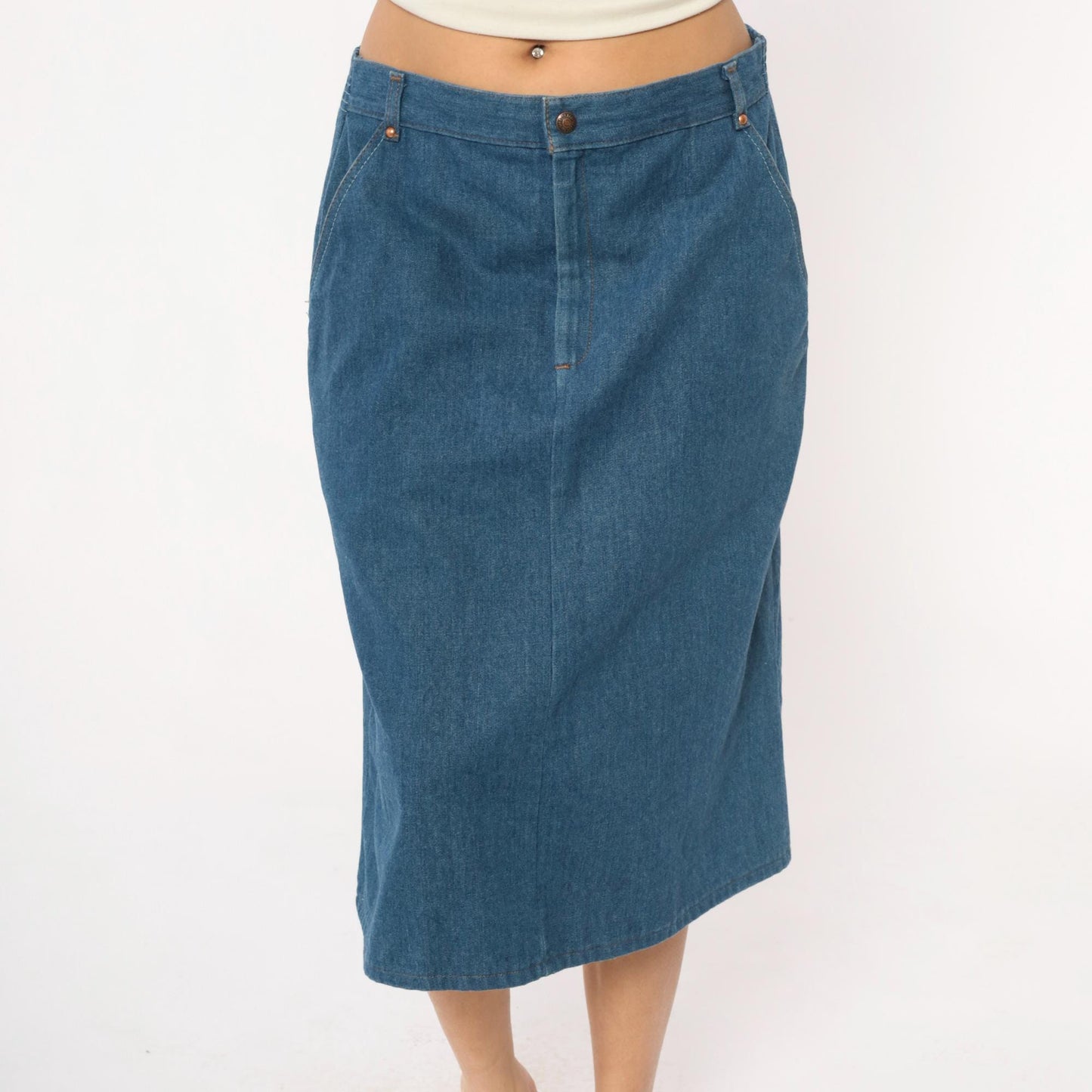 Levi's Medium Blue Denim Skirt High Waisted A-Line Medium M