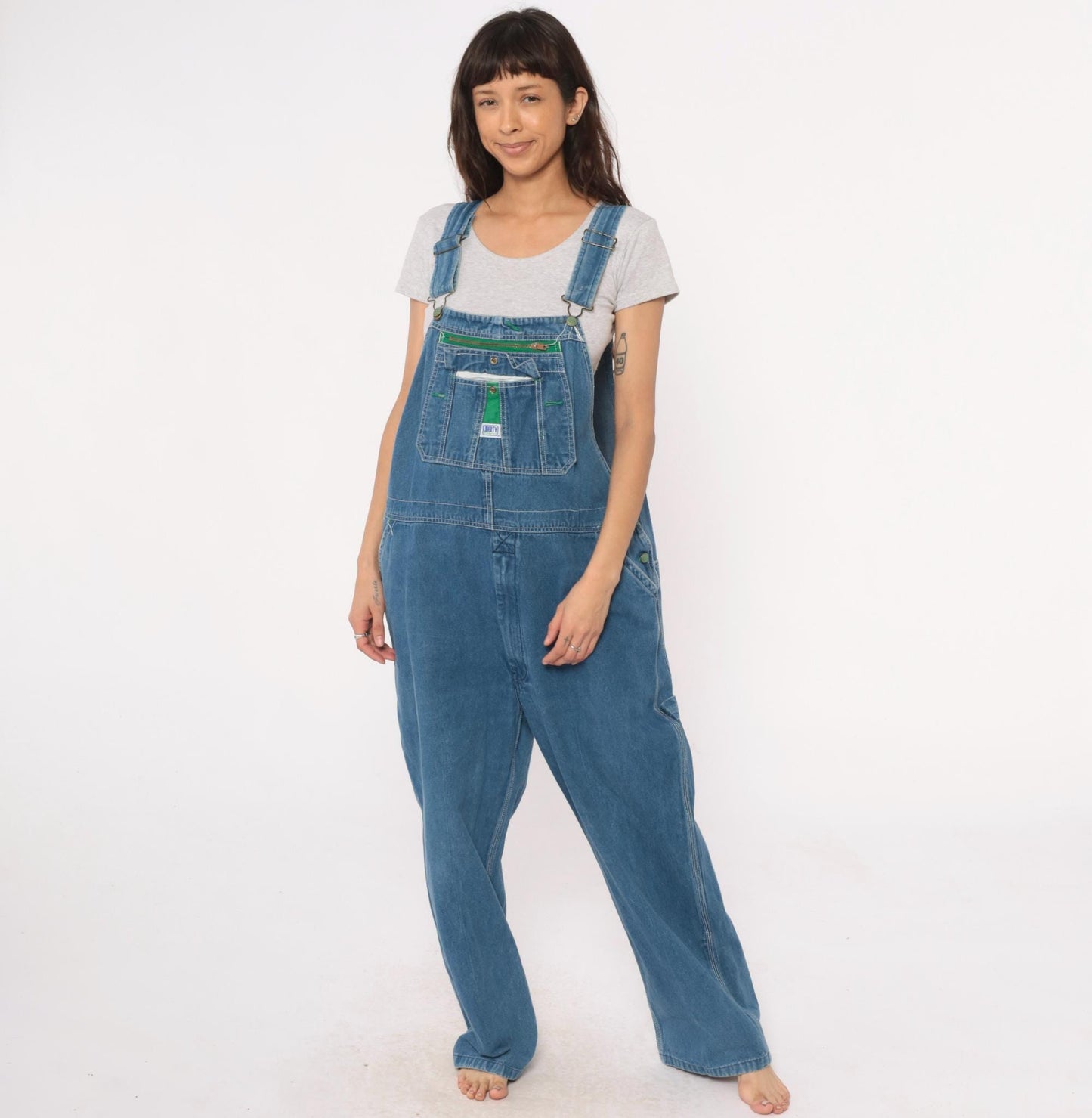 90s Liberty Overalls Medium Wash Denim Unisex Workwear Large L