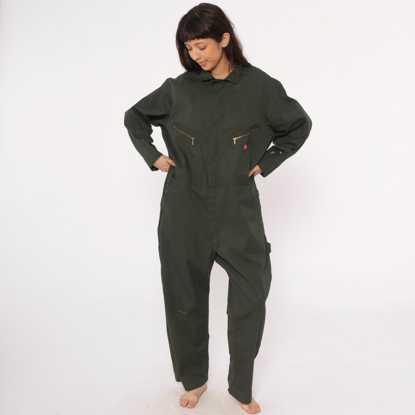 Dickies Forest Green Coveralls Zip Pocket Utility Jumpsuit Extra Large XL