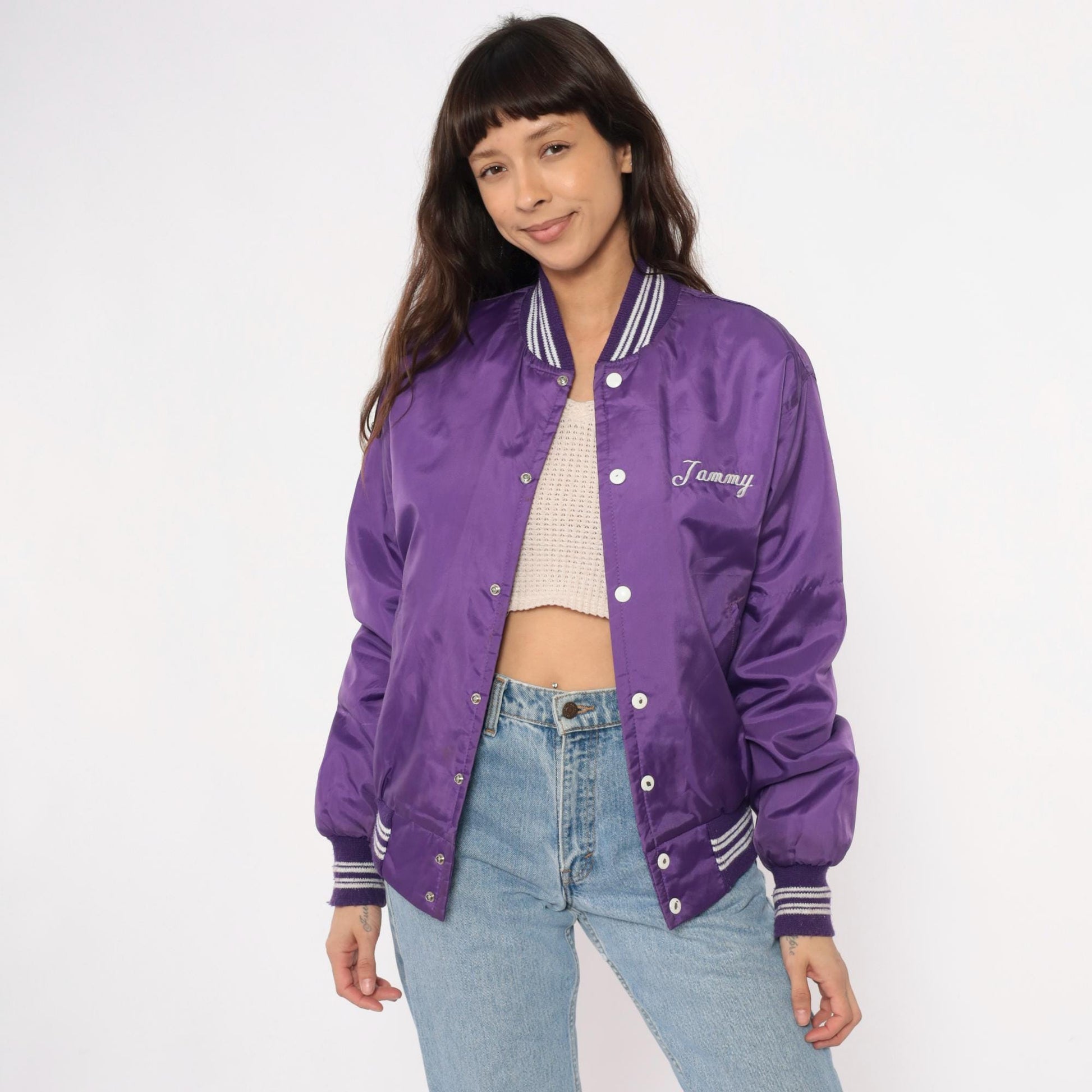 90s Westwind Purple Varsity Jacket Tottenville Track Embroidered Small