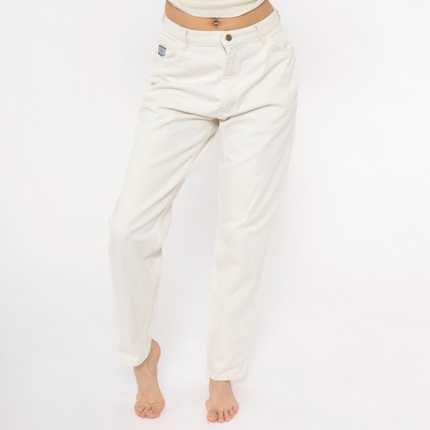 90s Wrangler White Cotton Denim High-Rise Straight Jeans Women's 29