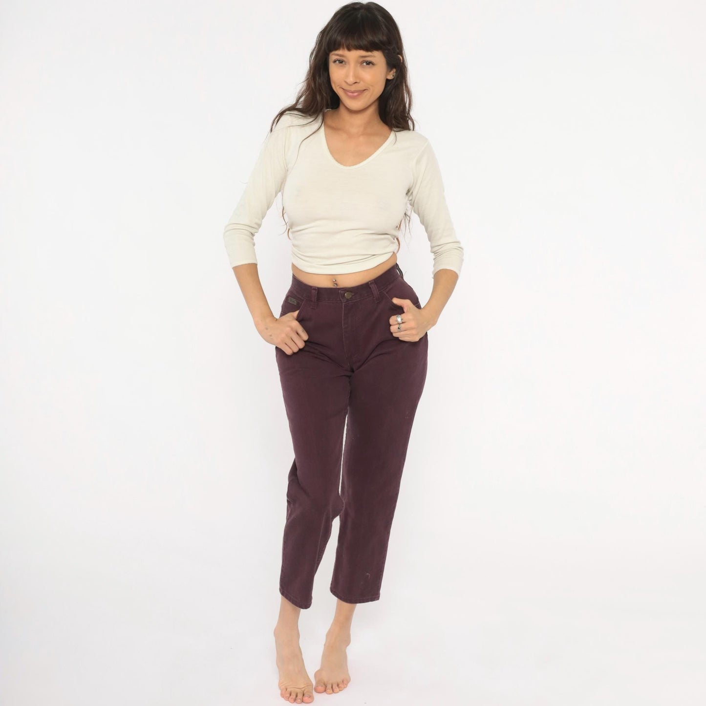 90s Wrangler High Waisted Jeans Plum Wine Purple Straight Leg Small S