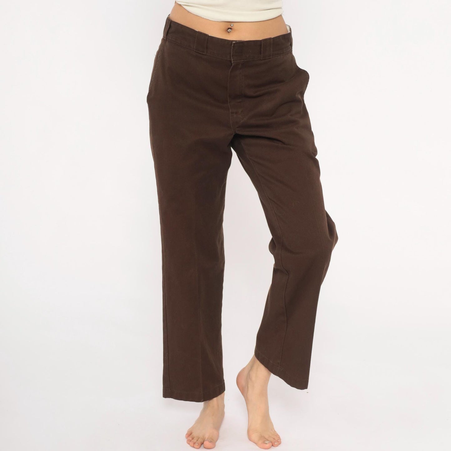 Y2K Dickies 874 Work Pants Brown Straight Leg Chino Trousers Medium 32