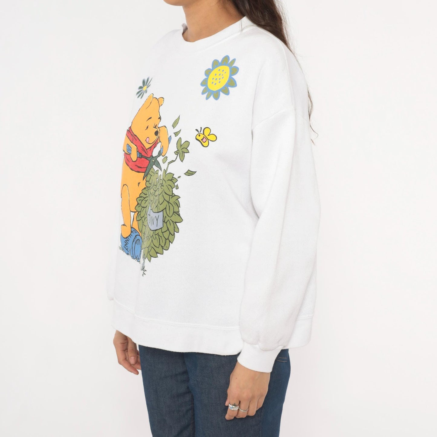 90s Winnie The Pooh Disney Sweatshirt White Graphic Crewneck Cotton Medium Large