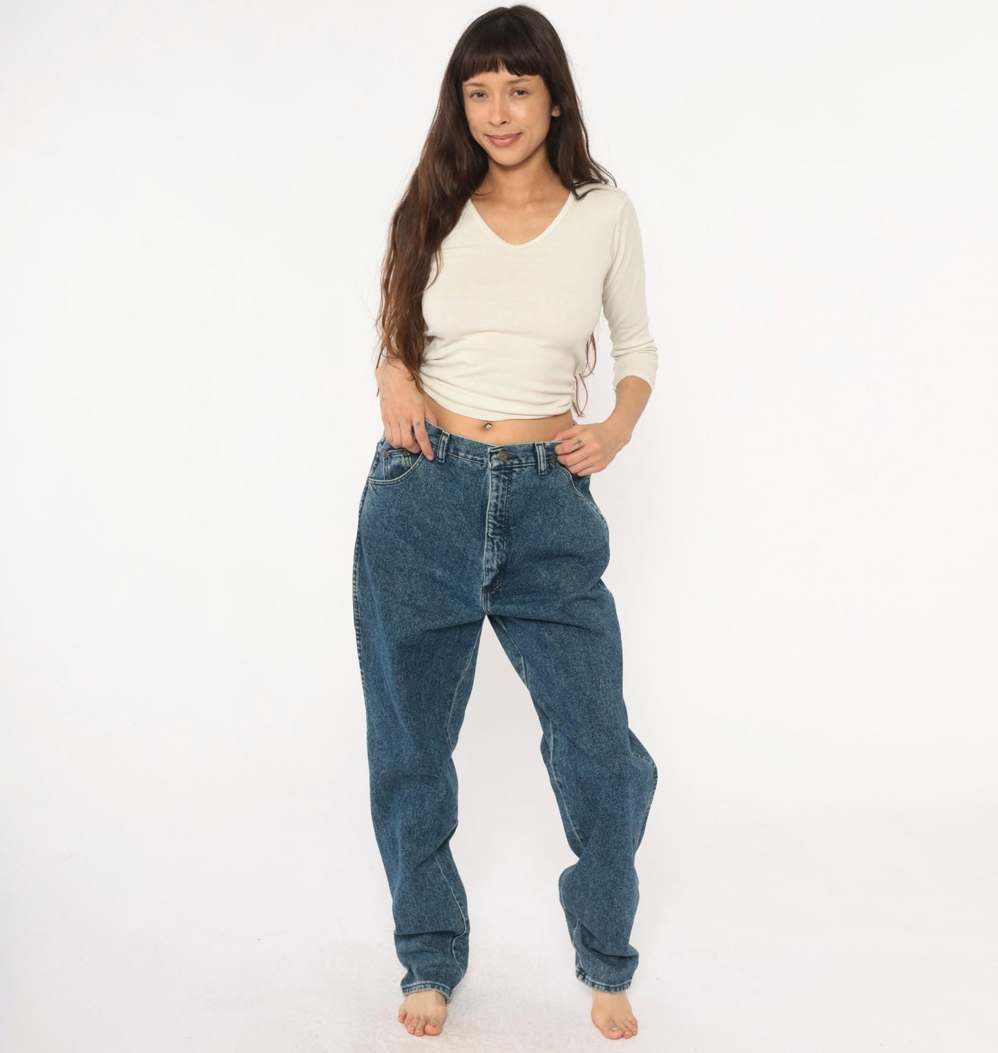 Y2K Wrangler High-Waisted Straight Leg Jeans Medium Blue Denim