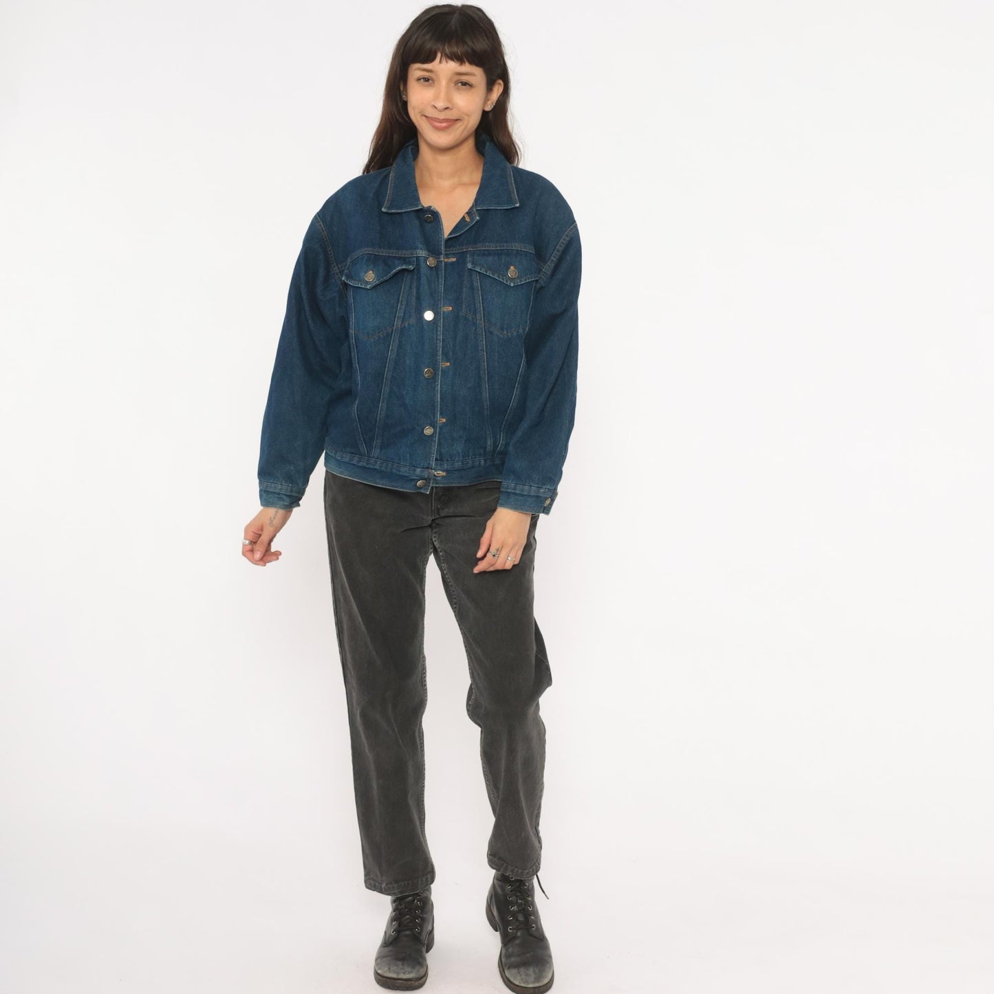 80s Jeff des Designs Dark Wash Denim Jacket Flannel Lined Western Yoke Small