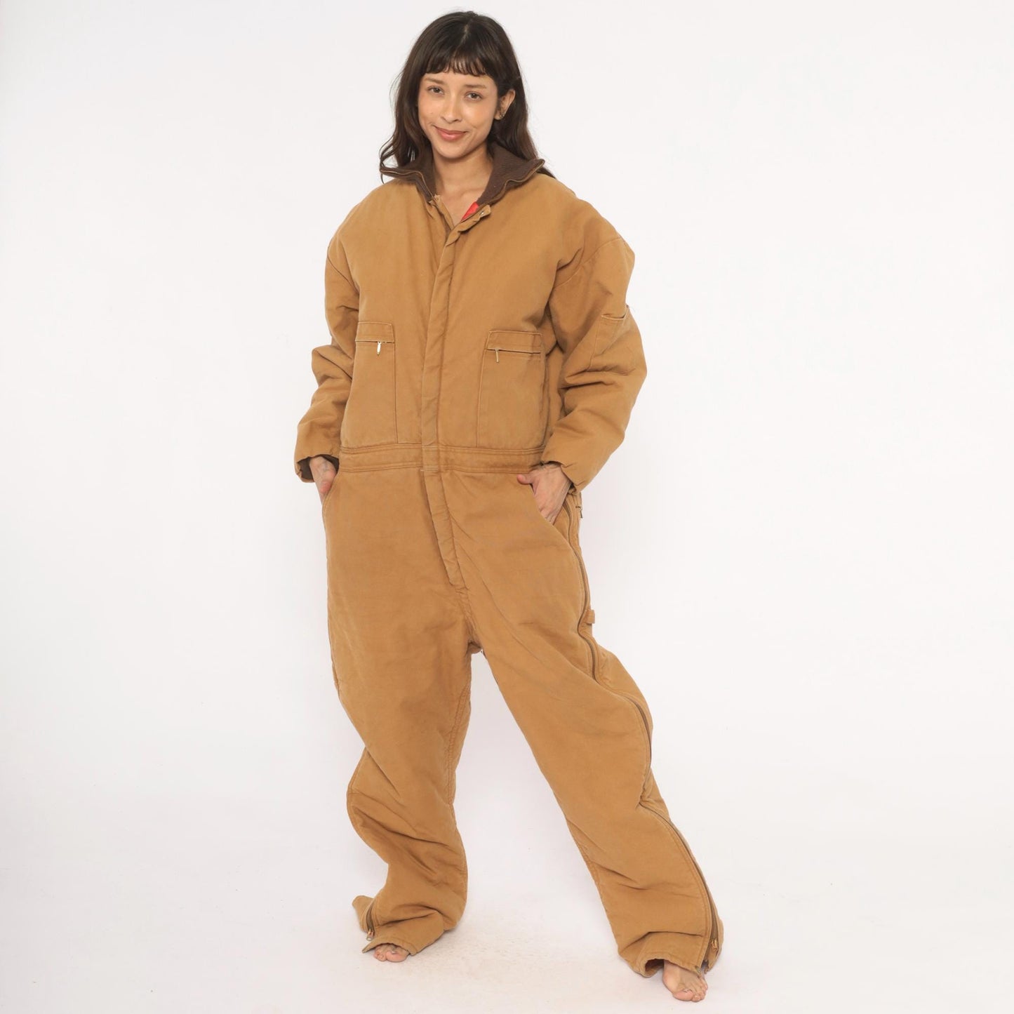 90s Wear Guard Duck Canvas Coveralls Tan Quilted Lined Workwear Extra Large XL