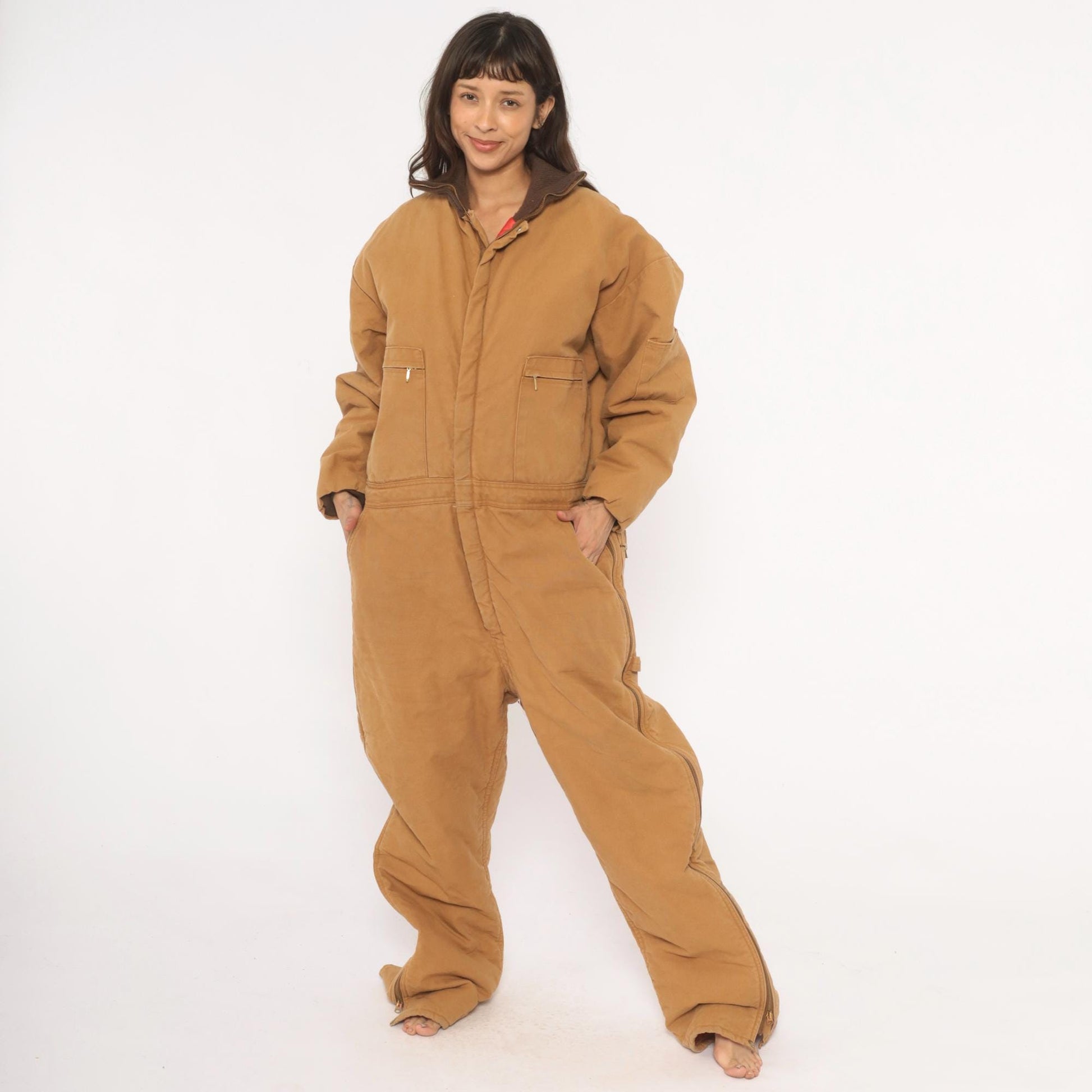 90s Wear Guard Duck Canvas Coveralls Tan Quilted Lined Workwear Extra Large XL