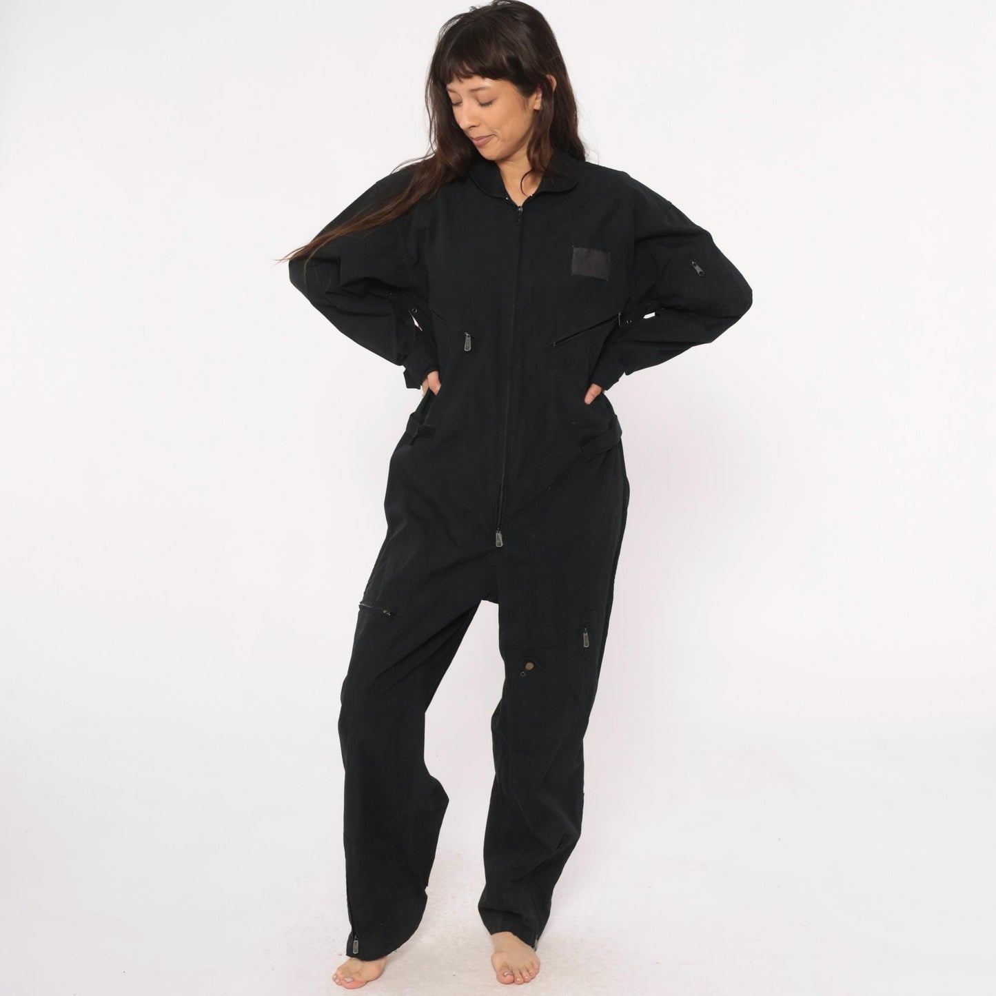 Y2K Black Roth Co Coveralls Zip Front Utilitarian Jumpsuit Medium M