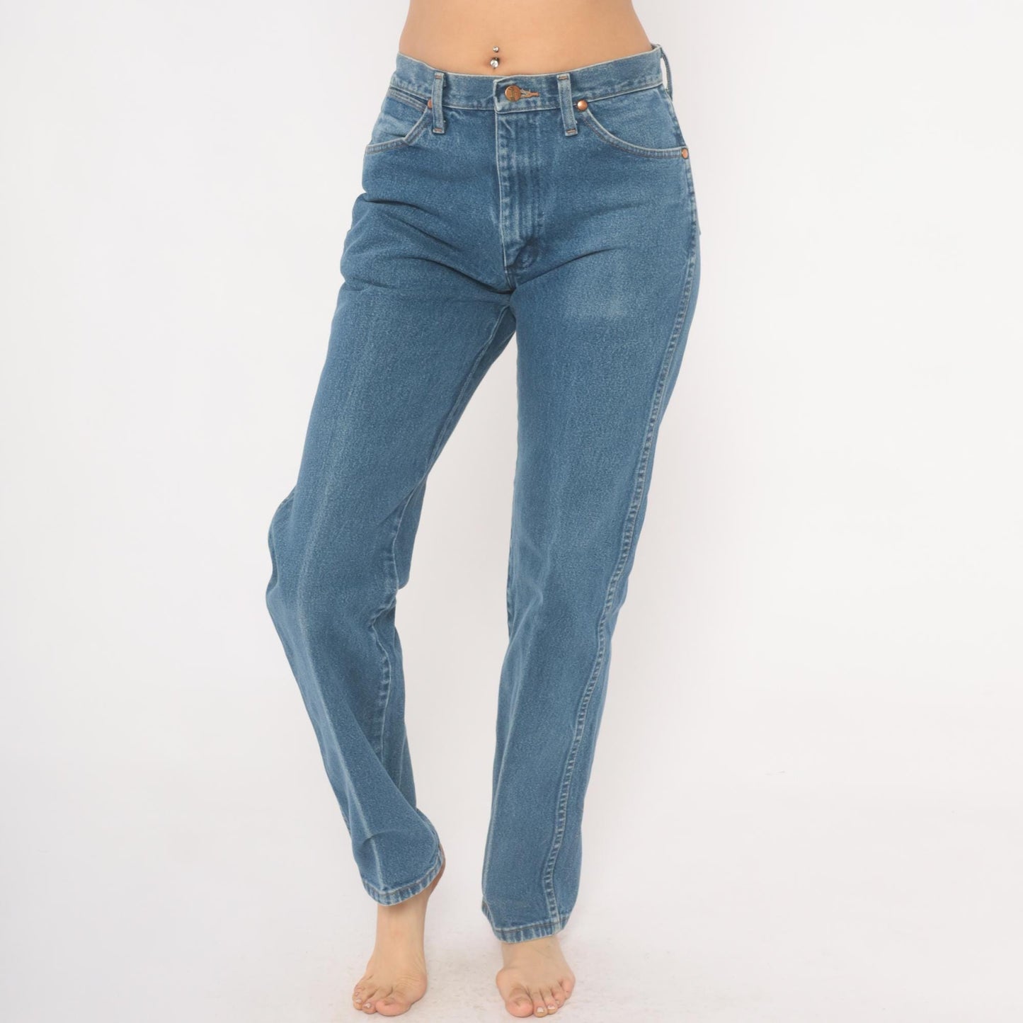 Wrangler Straight Leg Jeans 2000s Medium Wash High Waisted Denim Blue 30x34
