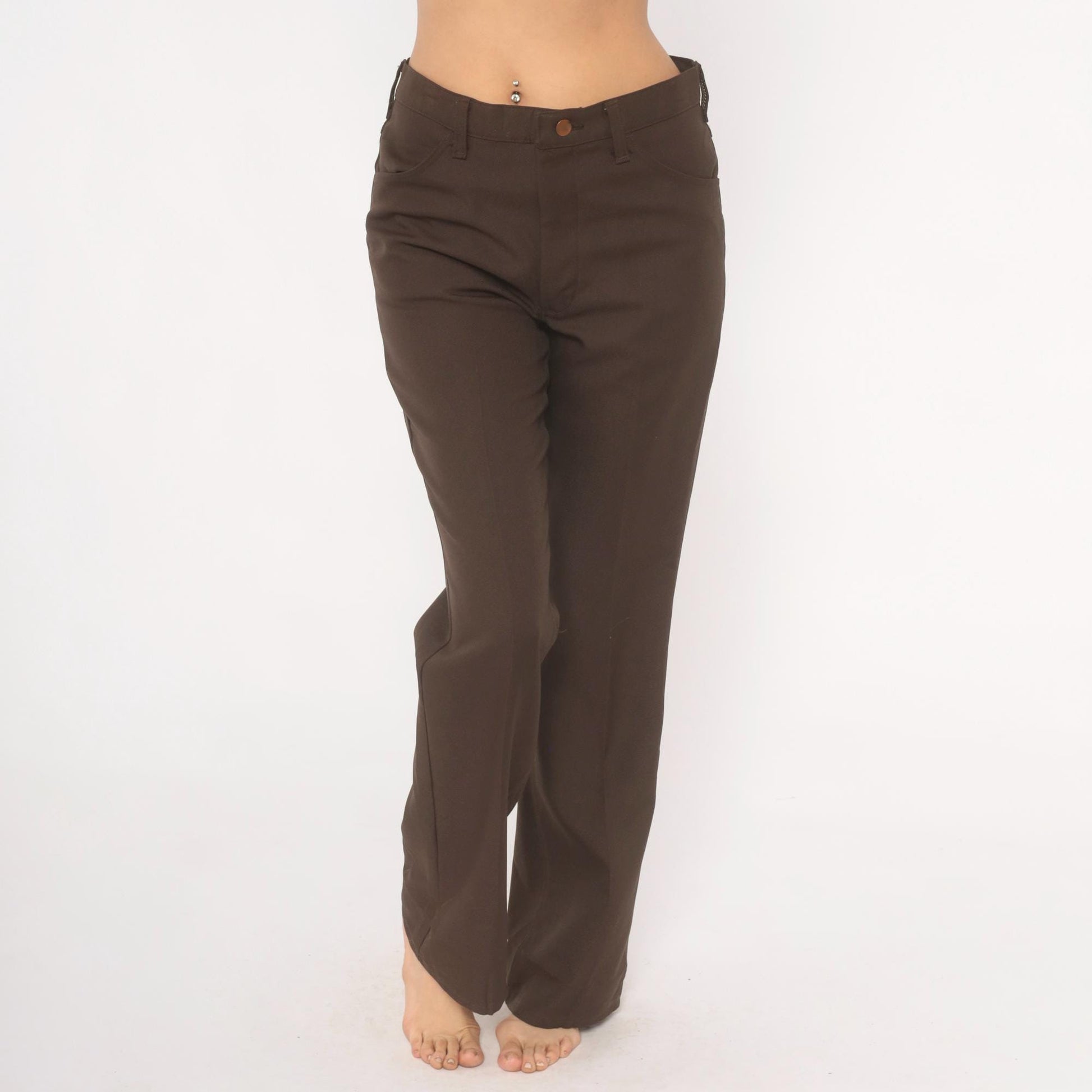 70s Wrangler Brown Straight Leg Trousers High Waist Western Five Pocket 32x32