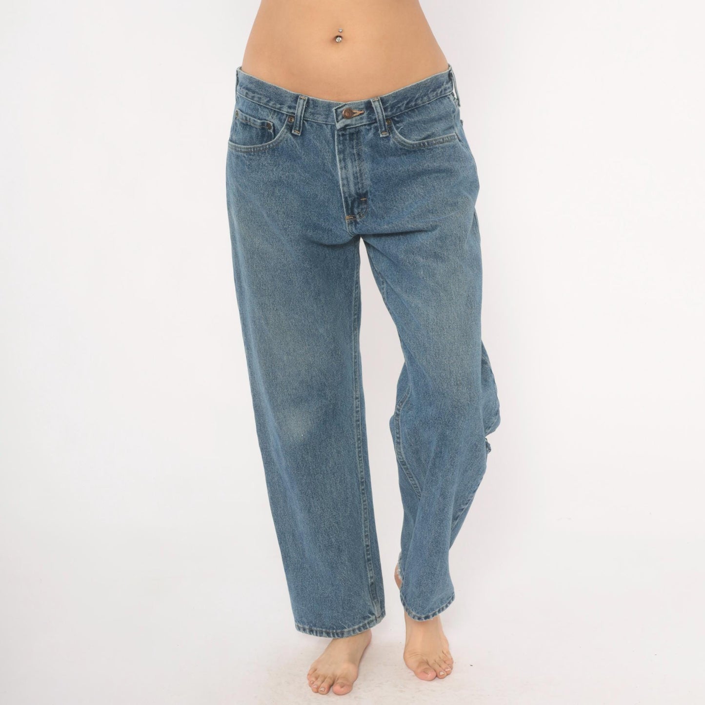 Wrangler Straight Leg Jeans 2000s Medium Wash Distressed Denim 33x30