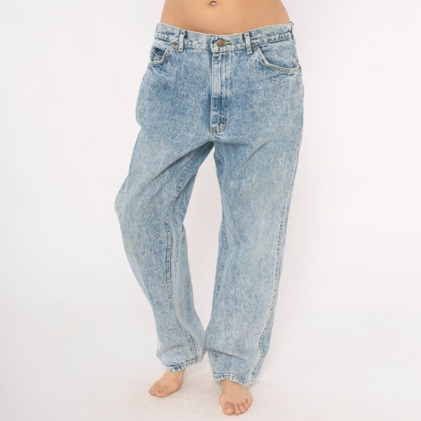 90s Lee Acid Wash Jeans Straight Leg Light Blue Stone Washed 38x32