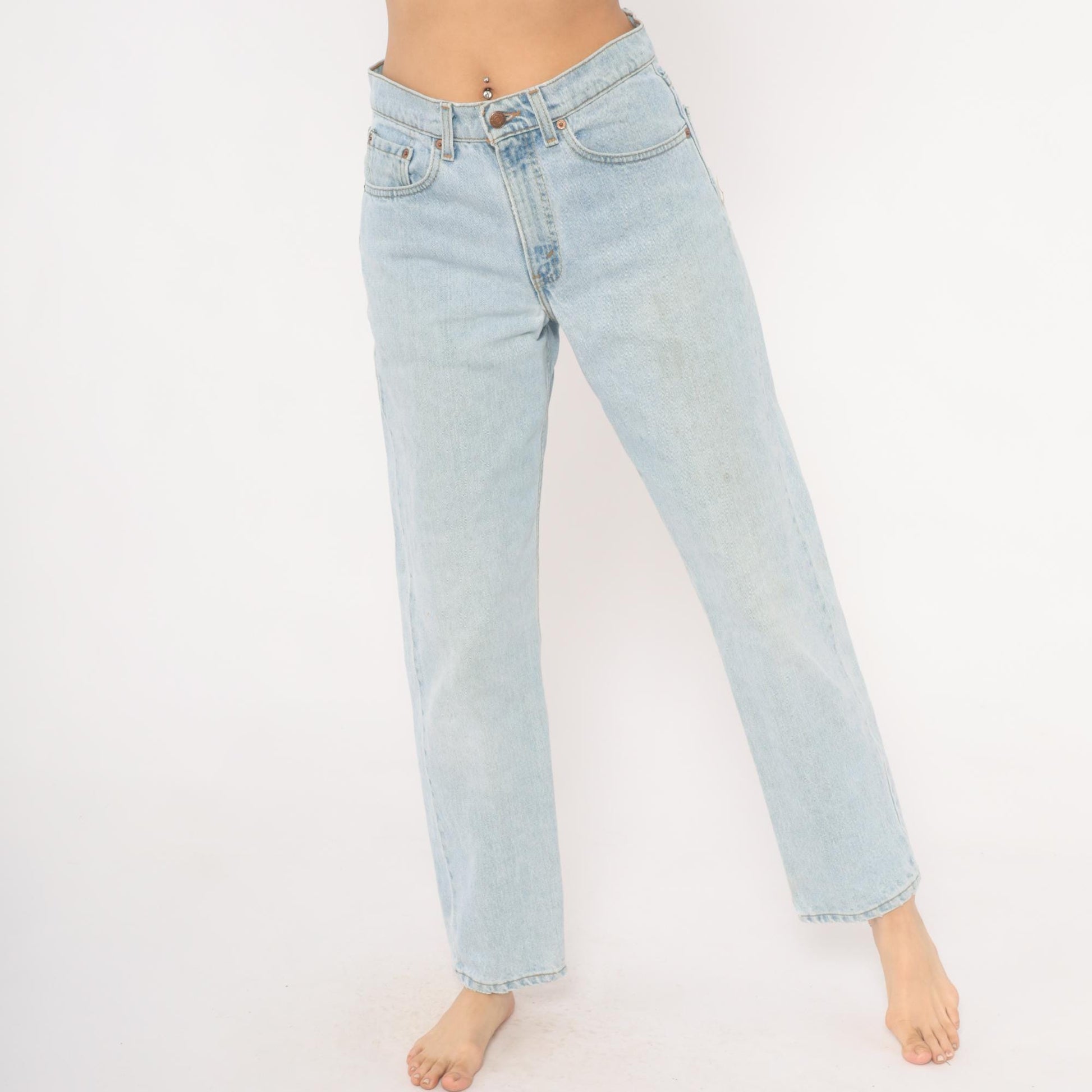 90s Levi's 555 Light Wash High Waisted Straight Leg Jeans 31 30
