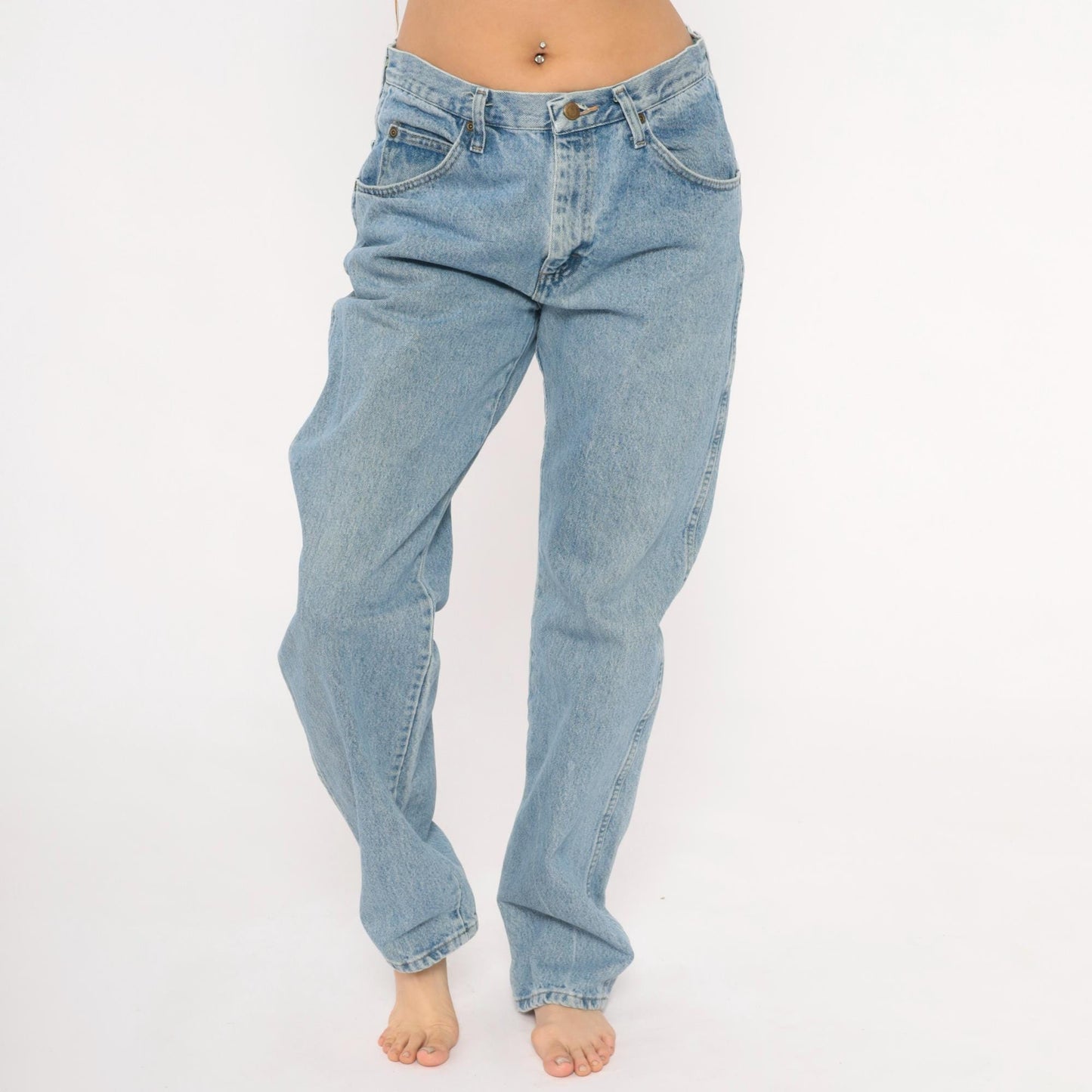 2000s Wrangler Straight Leg Jeans Light Wash Mid Rise Blue Denim 33x34