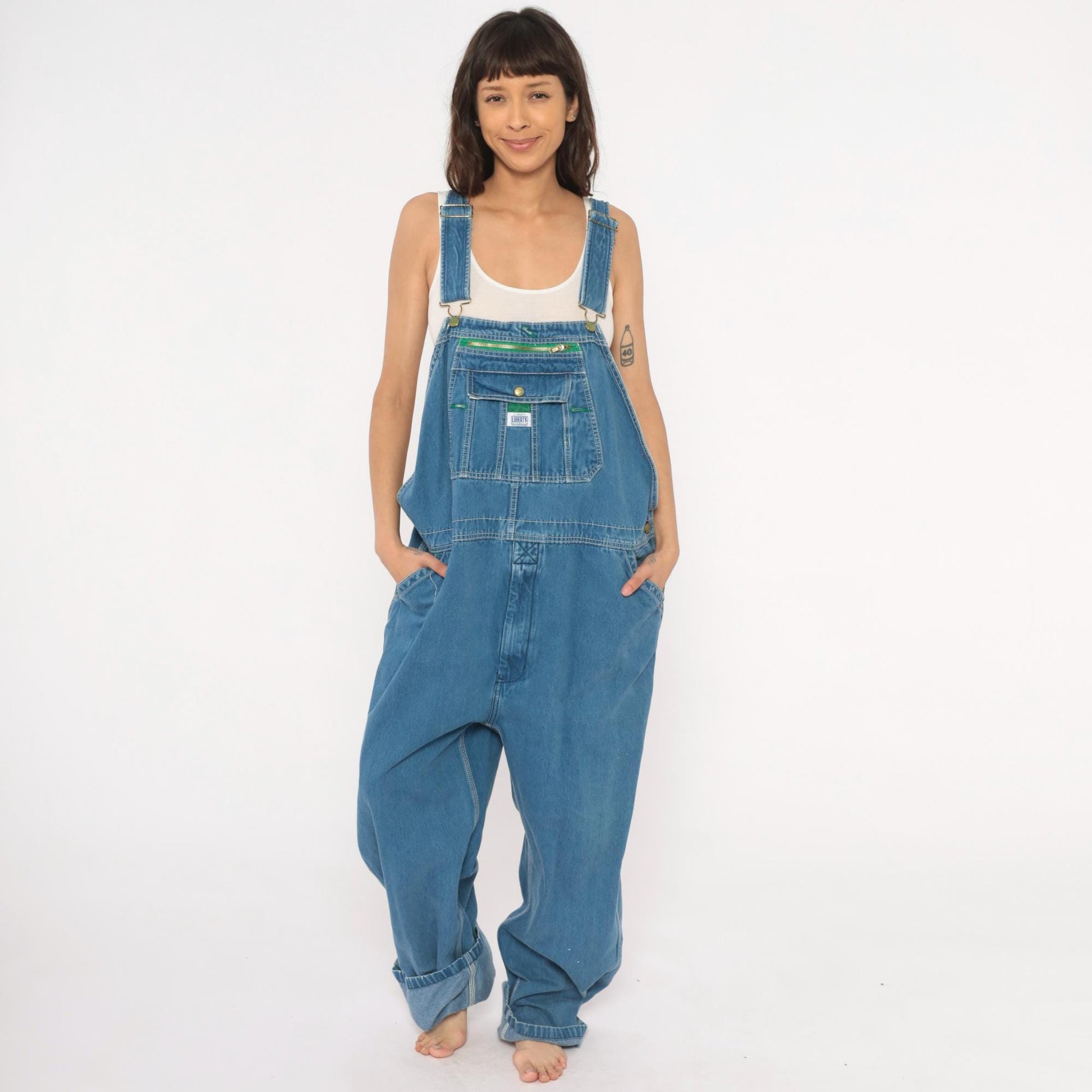 Y2K Liberty Denim Overalls Blue Bib Carpenter Workwear 44 x 30
