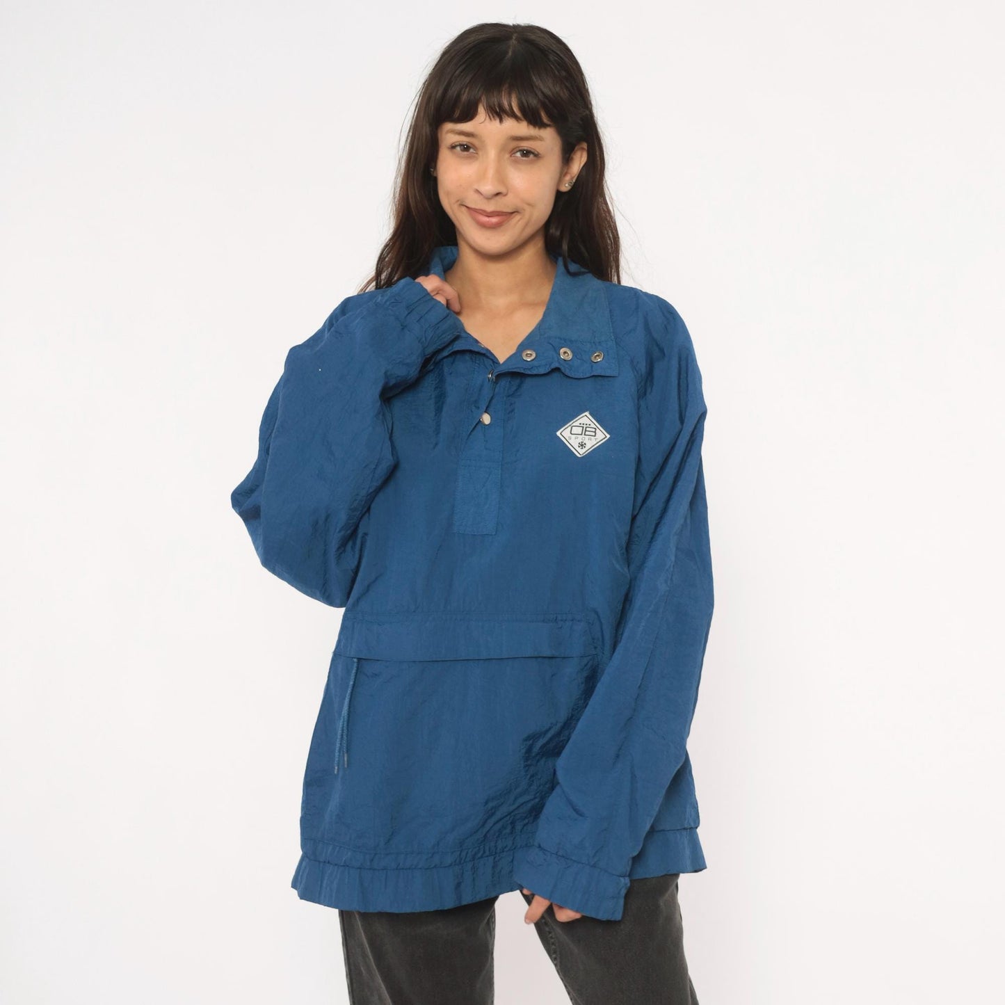 90s Drummer Boy Collection Blue Nylon Anorak Pullover Windbreaker Extra Large XL