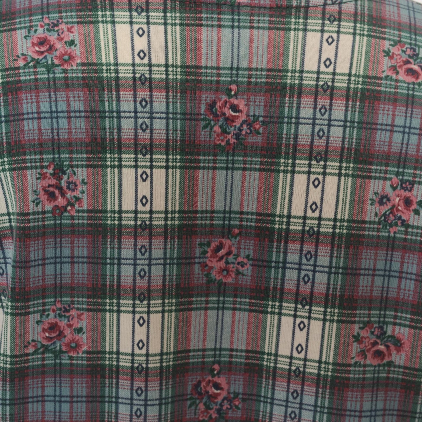 90s New Addition Maternity Floral Plaid Mini Dress Peter Pan Collar Pink Medium M