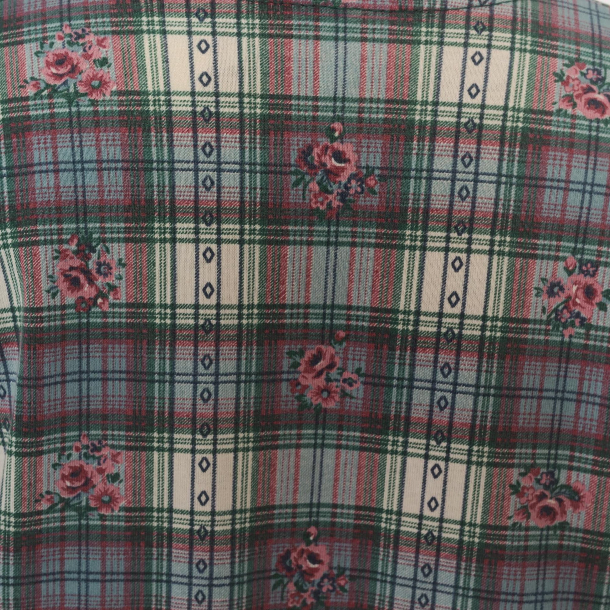 90s New Addition Maternity Floral Plaid Mini Dress Peter Pan Collar Pink Medium M