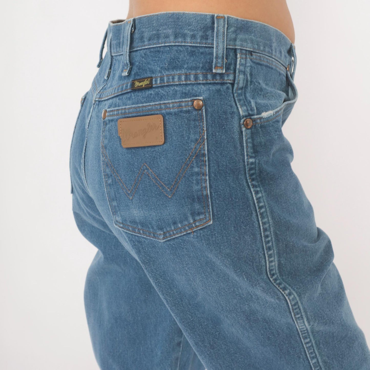 90s Wrangler Straight Leg Jeans Medium Blue Faded Denim Cotton 34x36