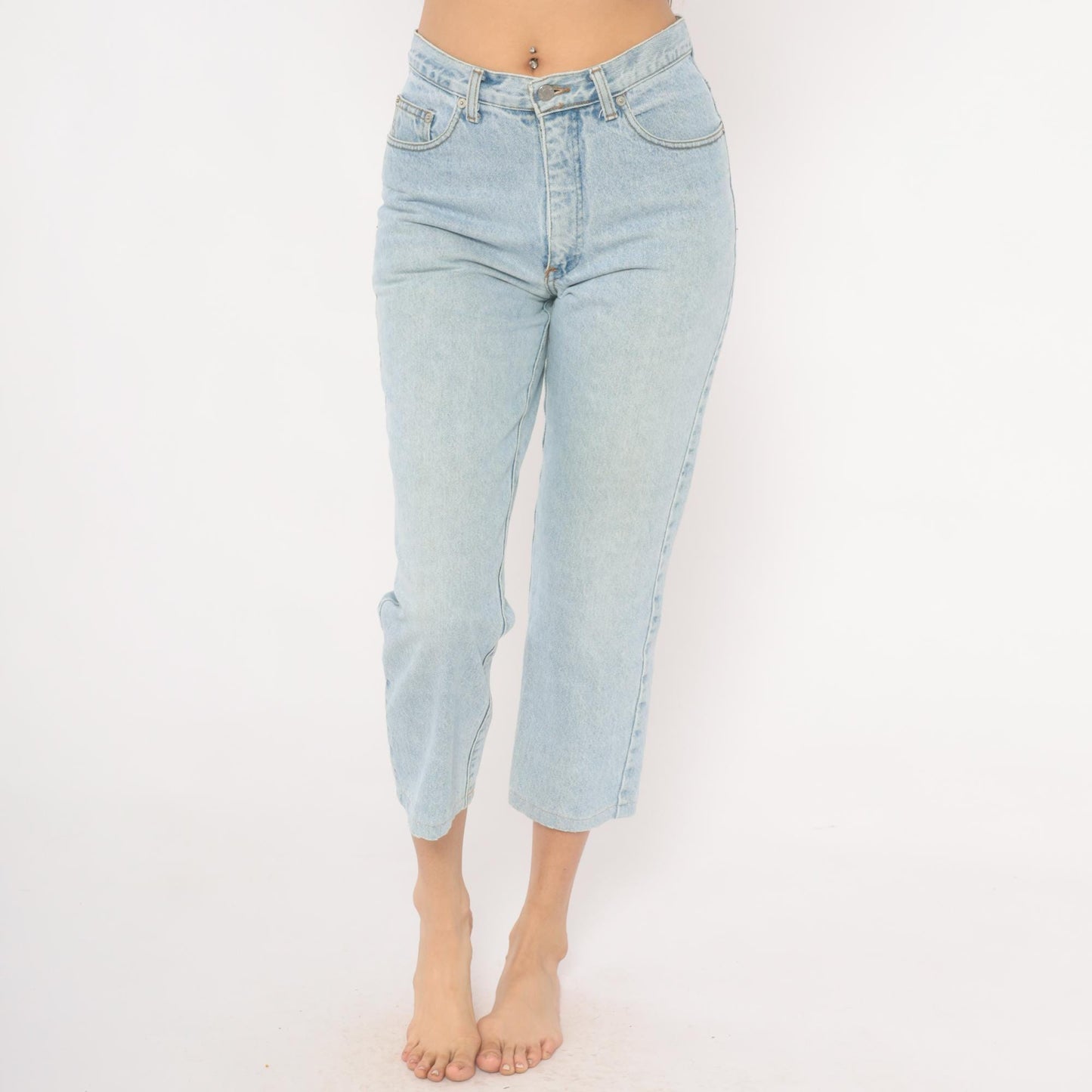 90s Guess Jeans Light Wash High Waisted Straight Leg Crop Denim W30 L30