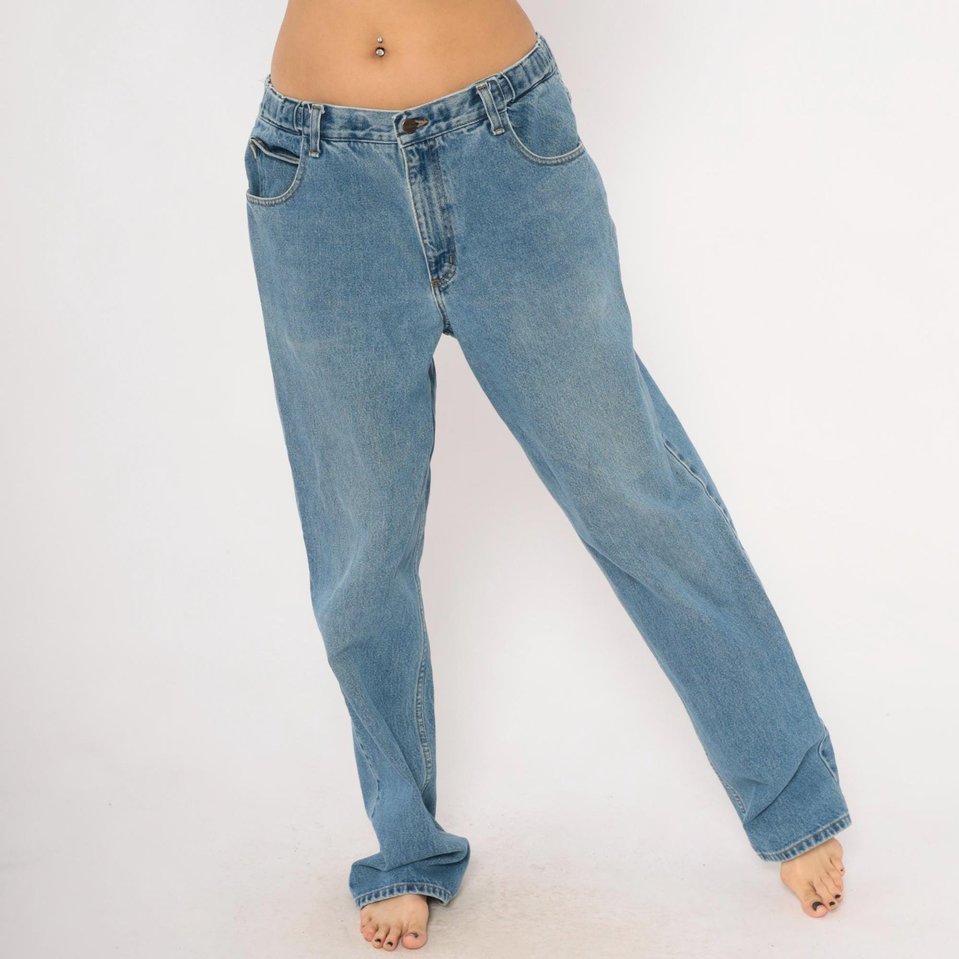90s L.L. Bean Light Wash Straight Leg Jeans Cotton Mid Rise 34x34
