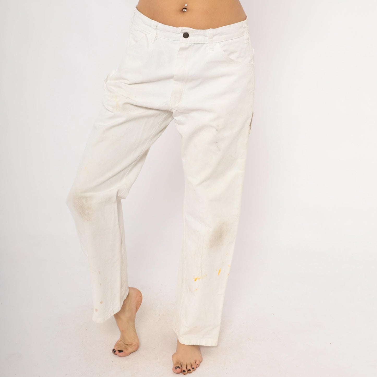 2000s Dickies Carpenter Pants White Cotton Sherwin Williams Workwear 34