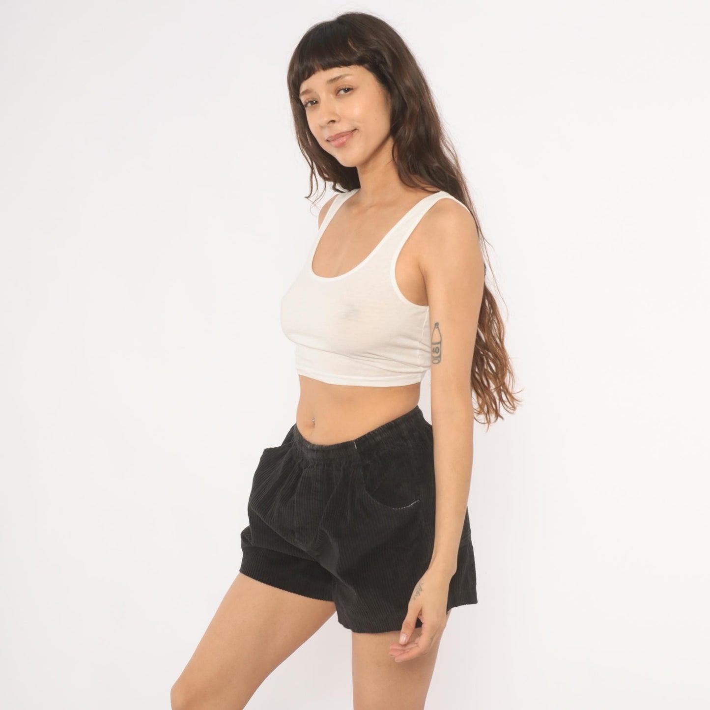 90s Riggers Hawaii Black Corduroy Shorts High-Waist Relaxed Fit Extra Small XS