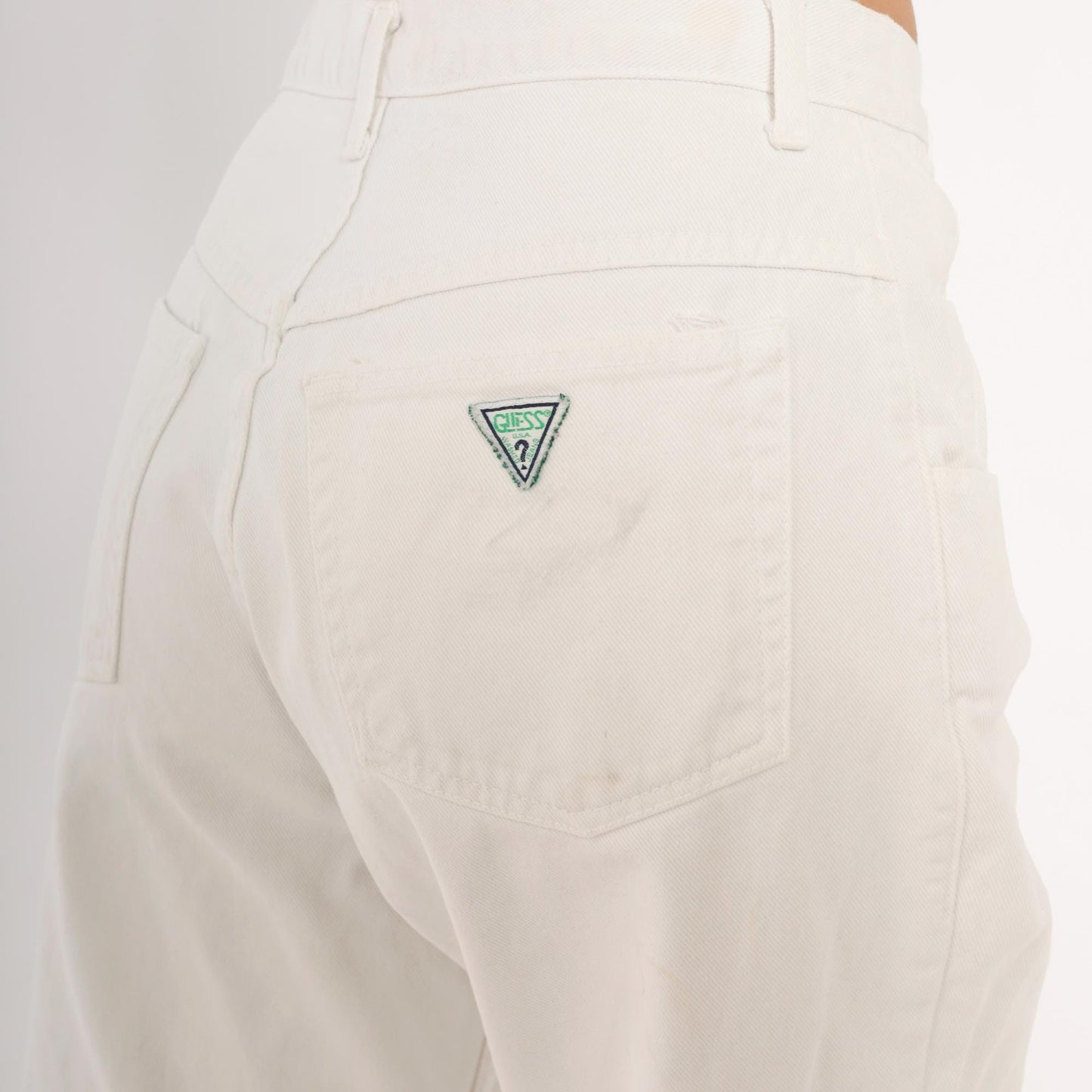 90s Guess High-Waisted Straight Leg Jeans White Denim Womens 30