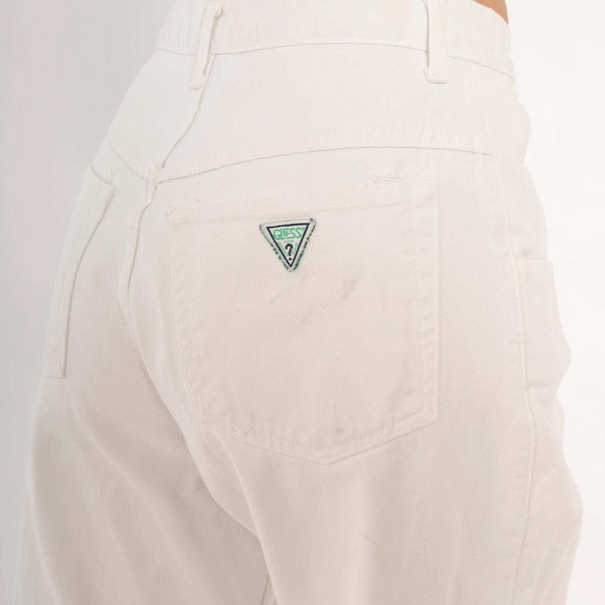 90s Guess High-Waisted Straight Leg Jeans White Denim Womens 30