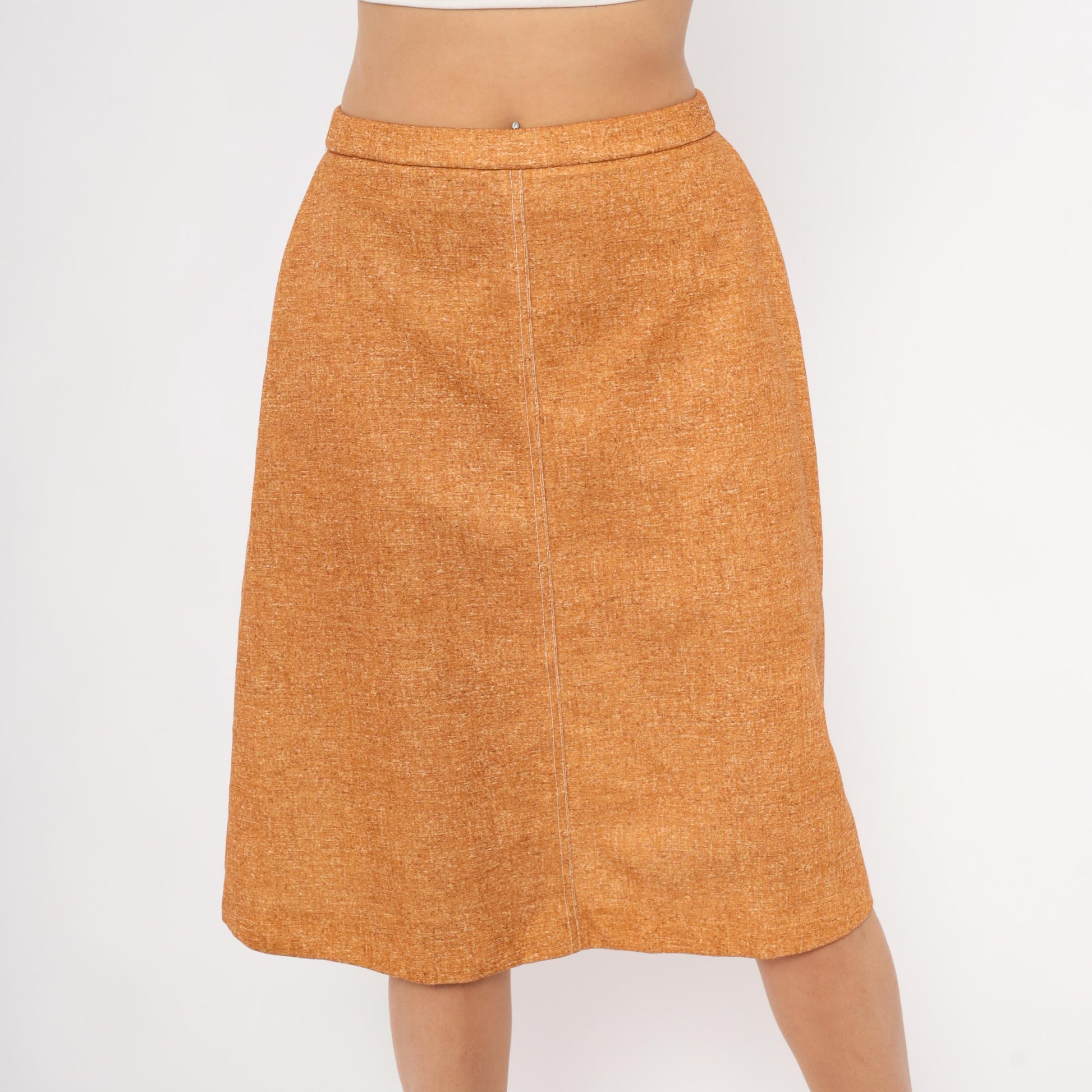 70s Perception A-Line Skirt Amber Tweed Waistband Small S