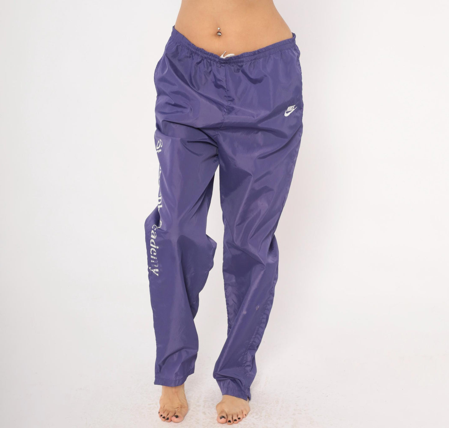 90s Nike Purple Nylon Windbreaker Pants Straight Leg Large L