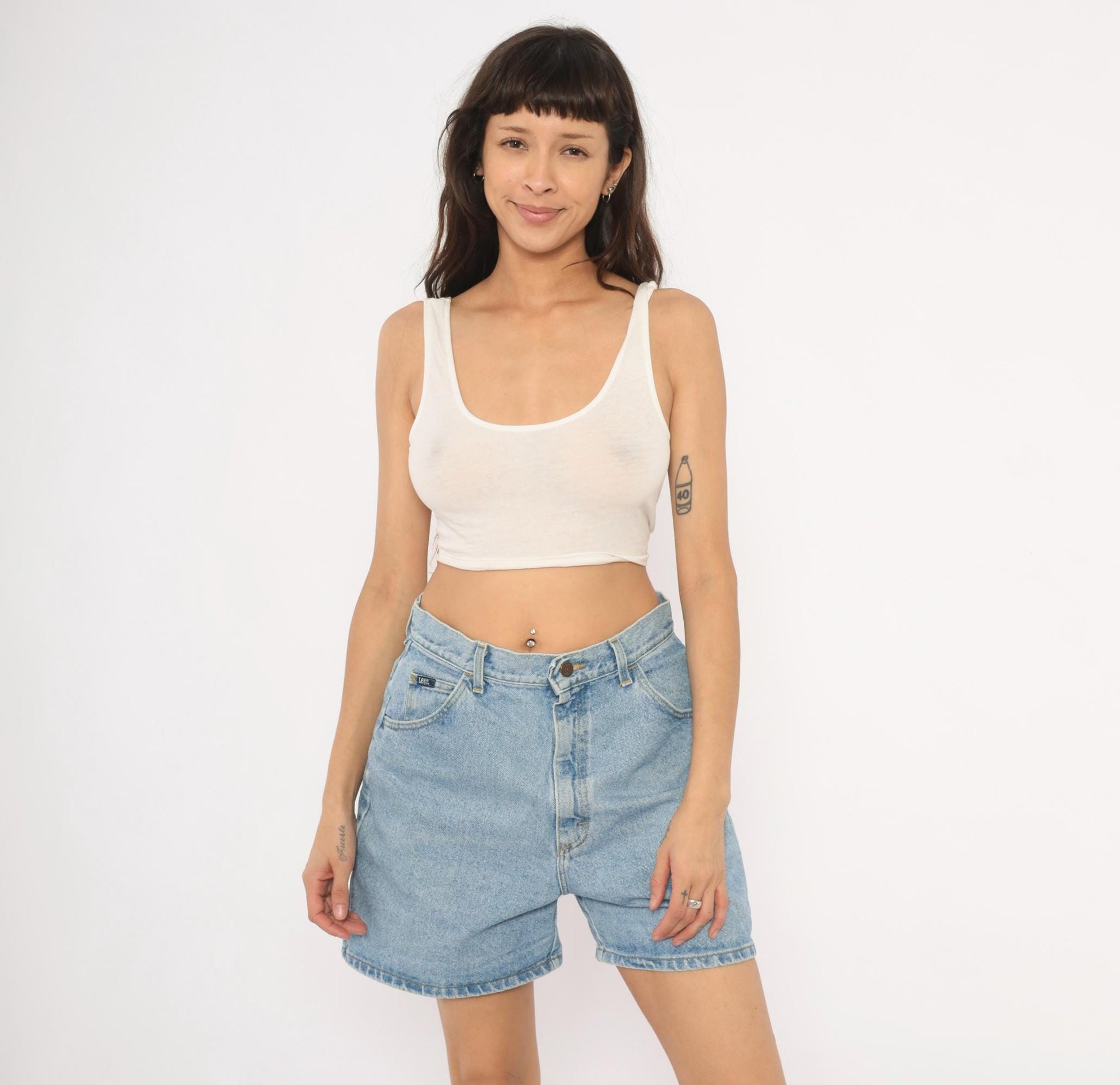 90s Lee Light Wash Denim Shorts High Rise Relaxed Fit Women's 30