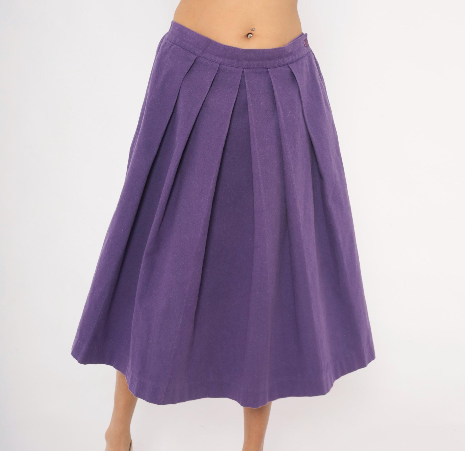 90s Hannington Boston Purple Pleated Midi Skirt Medium M