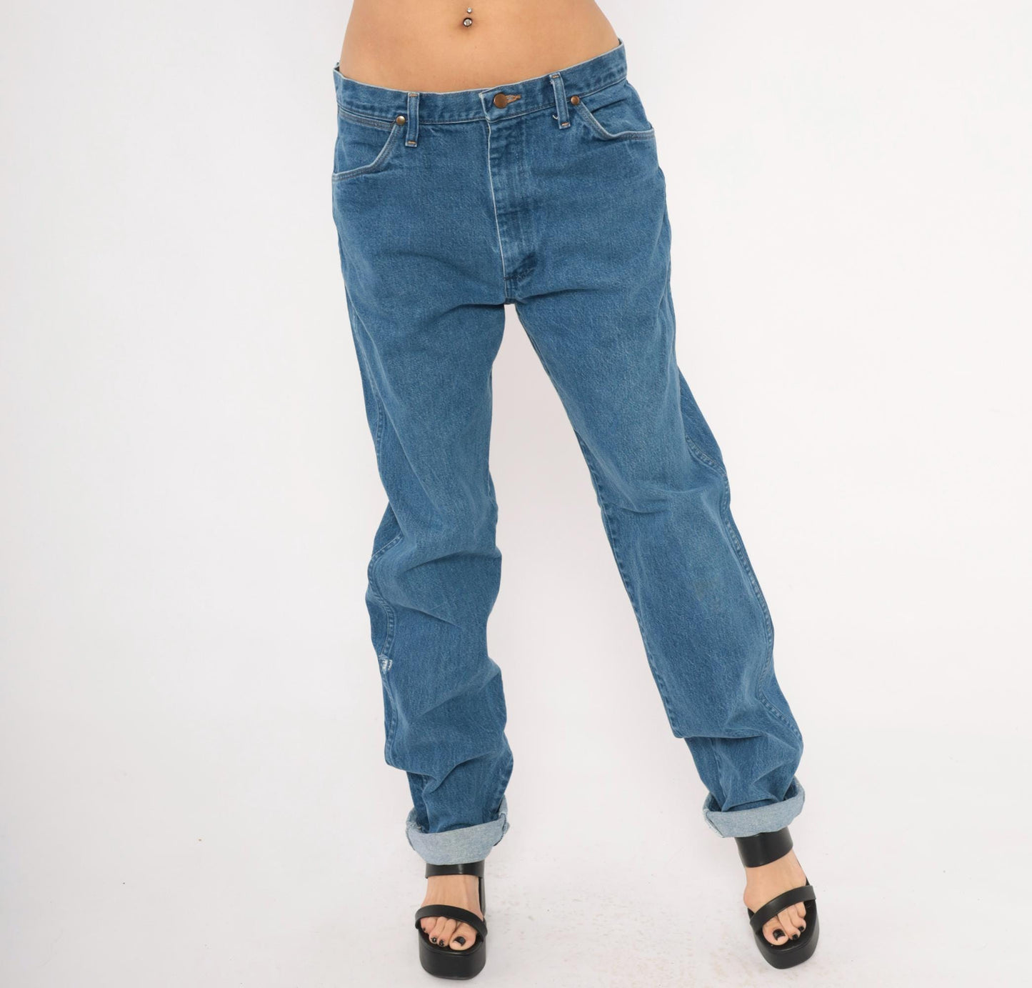 Wrangler Cowboy Cut Jeans 2000s Medium Wash Straight Leg Cotton 35x36