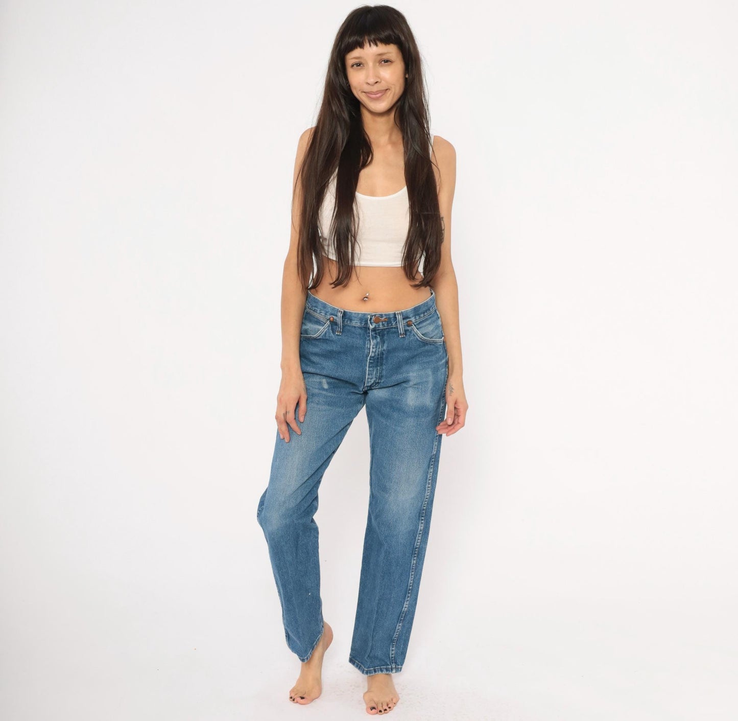 90s Wrangler Cowboy Cut Jeans Straight Leg Medium Wash High Rise Small