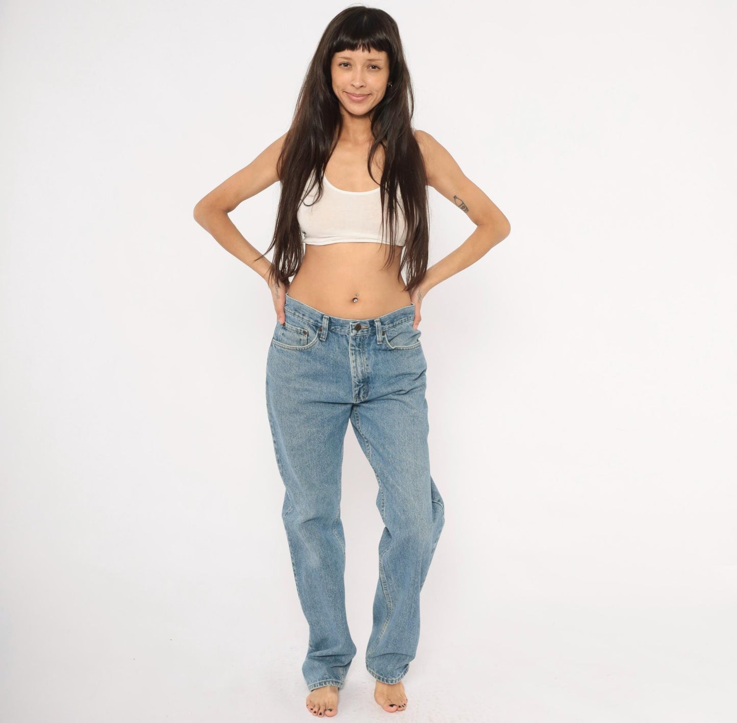 90s Wrangler Straight Leg Jeans Light Stonewash Blue Cotton 32x34