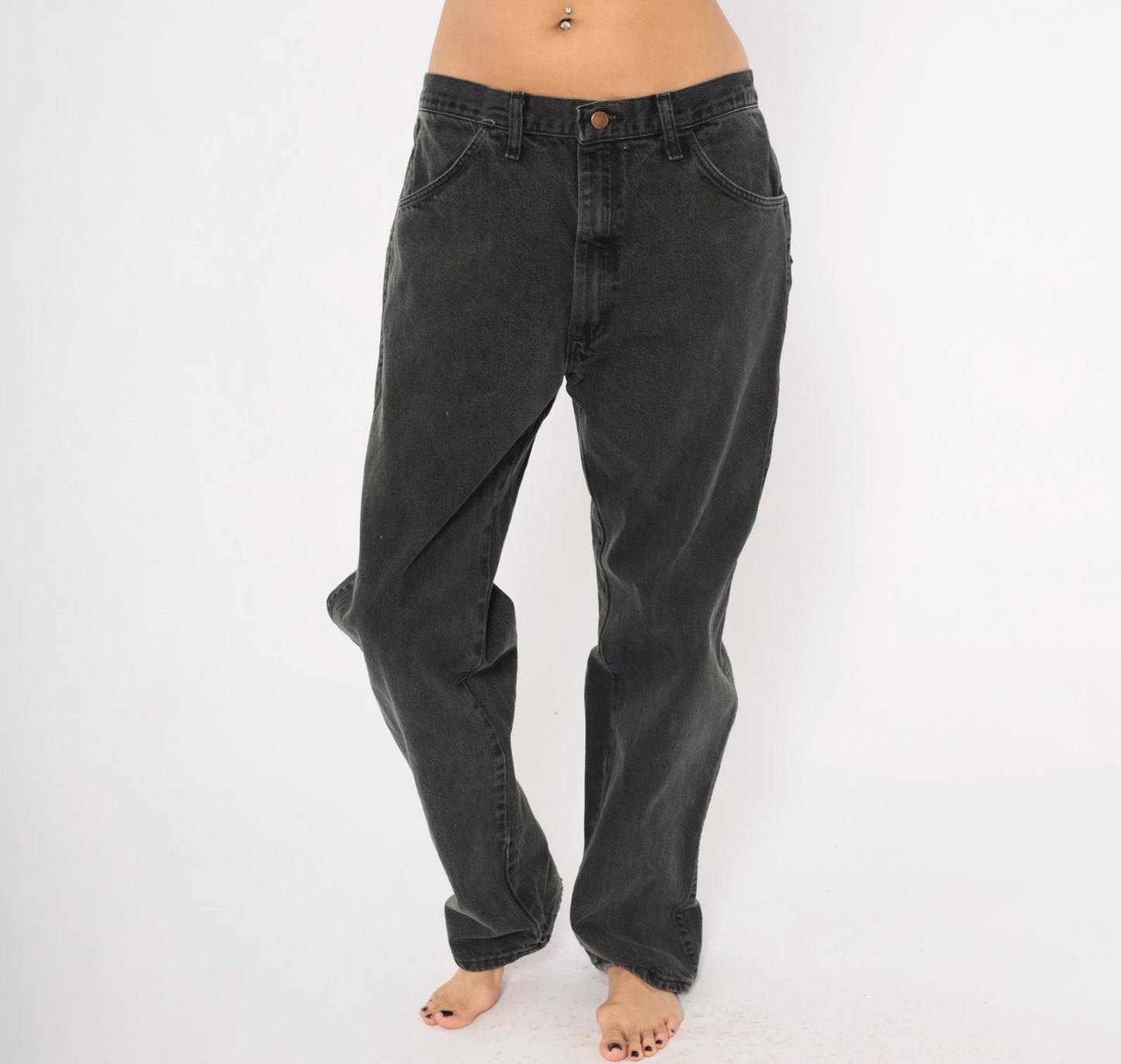 90s Rustler Faded Black High Rise Straight Leg Jeans 36x32