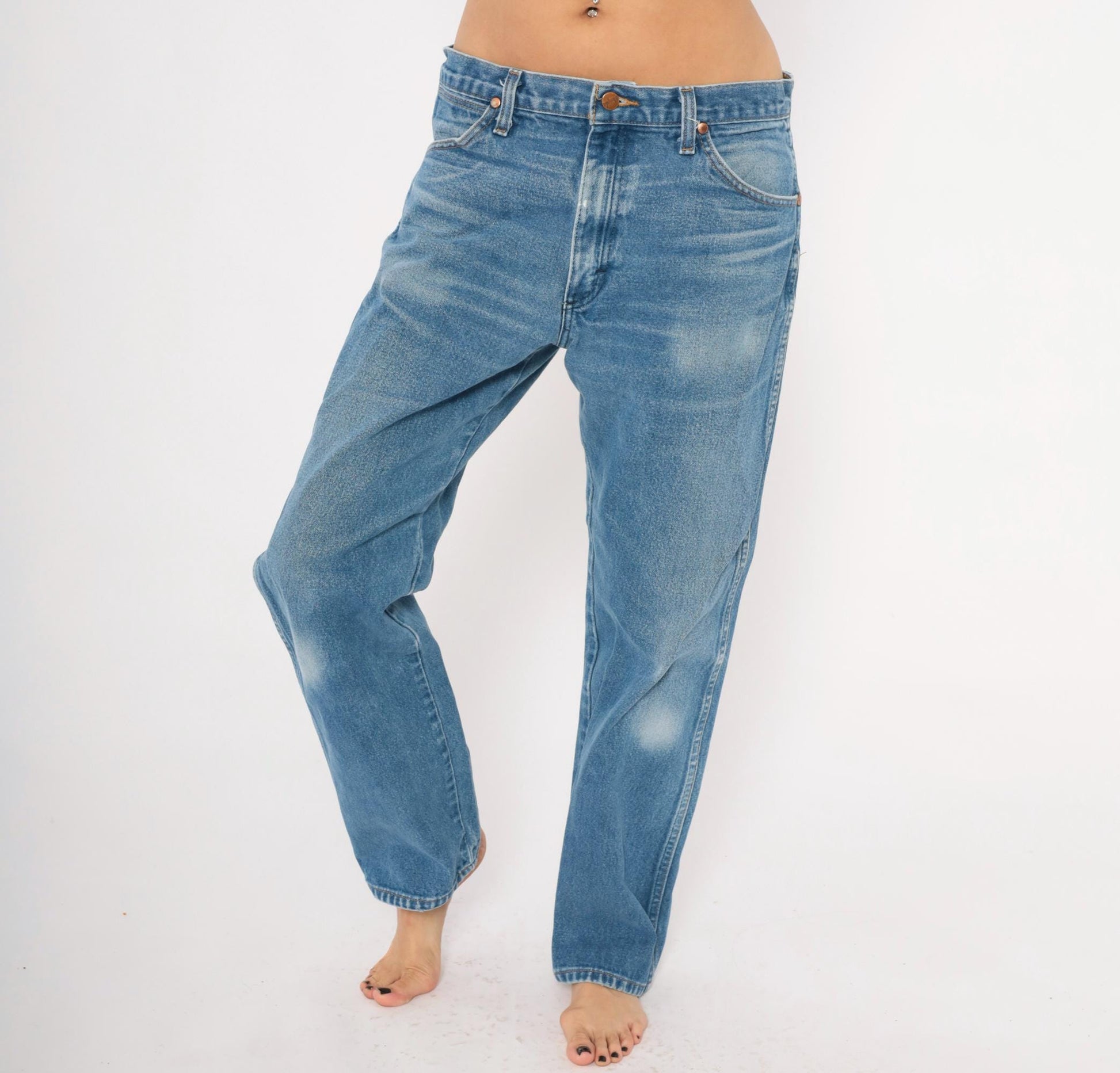 90s Wrangler Cowboy Cut Straight Leg Jeans Medium Wash Cotton 34x31