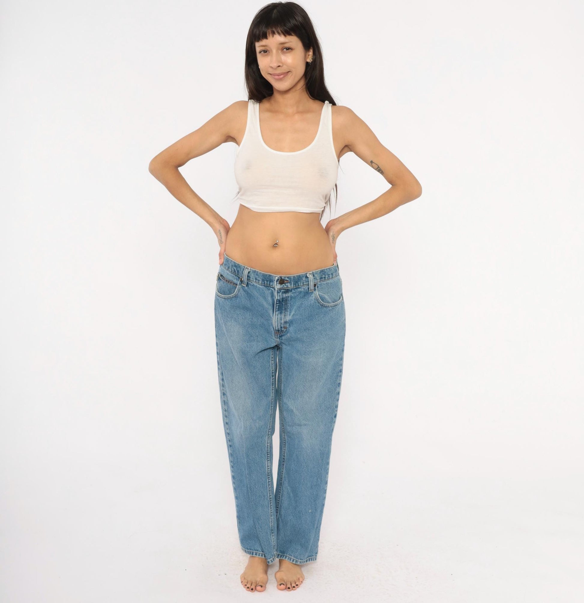 L.L. Bean Straight Leg Jeans 90s Medium Wash Denim Blue Cotton 35x29