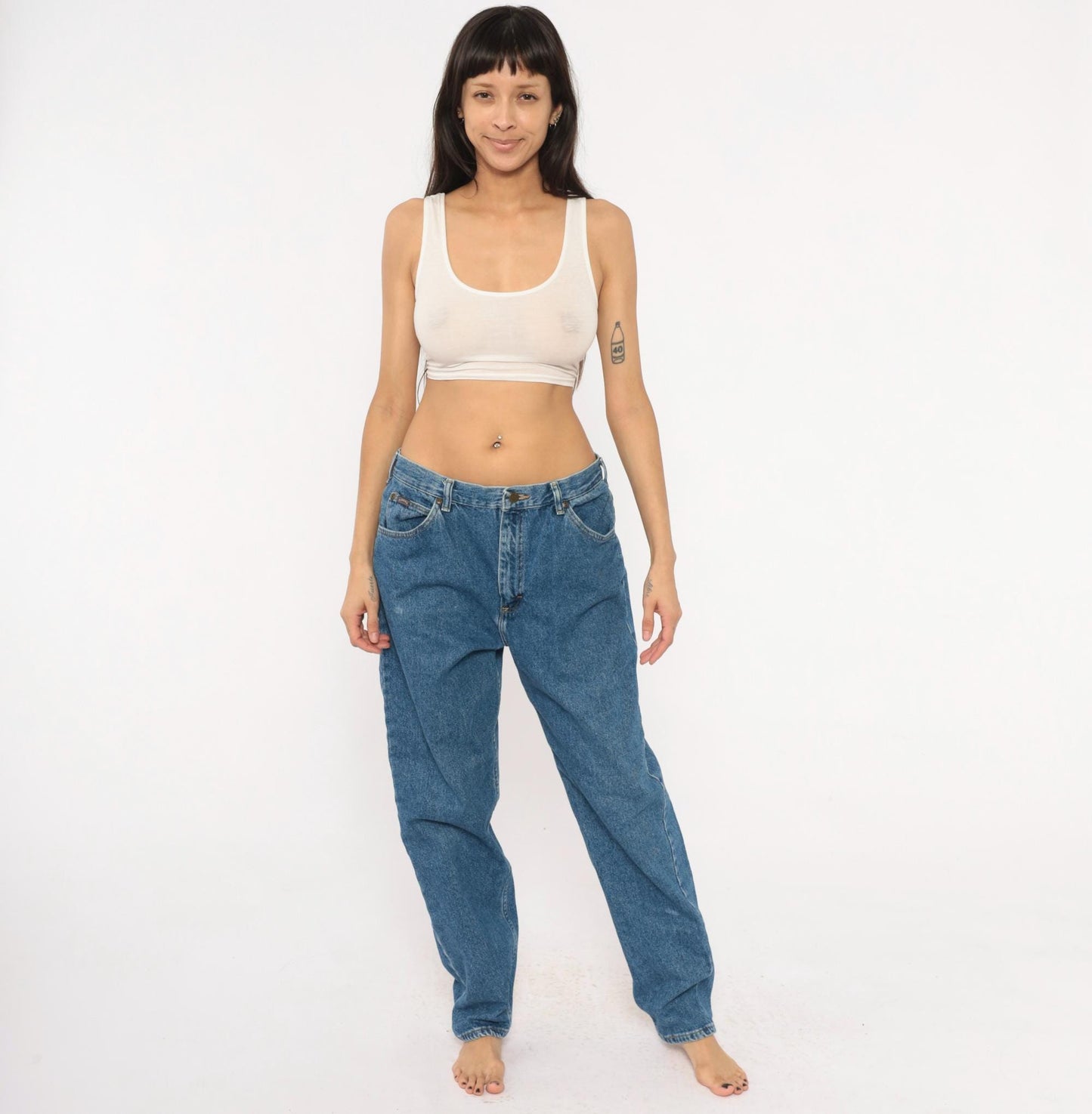 90s Riders Mom Jeans High Waisted Stonewash Blue Denim Straight Leg Medium M