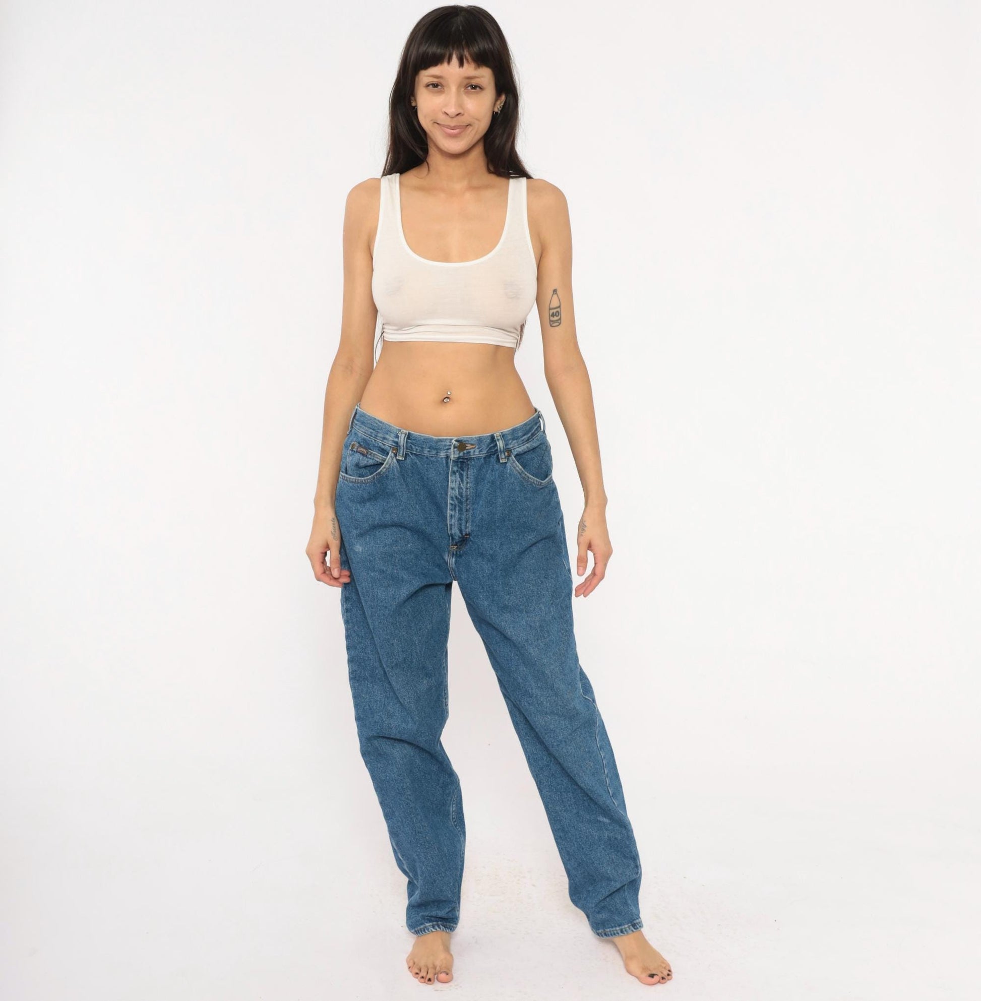 90s Riders Mom Jeans High Waisted Stonewash Blue Denim Straight Leg Medium M